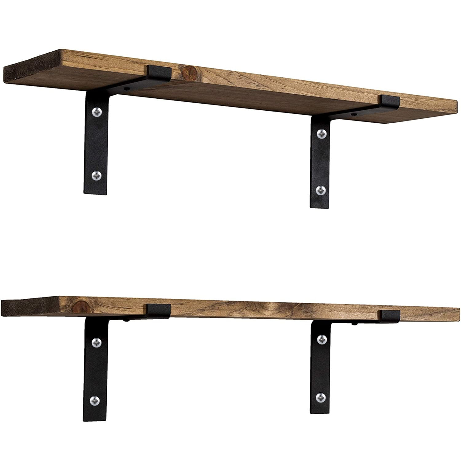 Raft de perete decorativ, Hanah Home, lemn de molid, nuc, 60x16x14 cm — imaginea 3