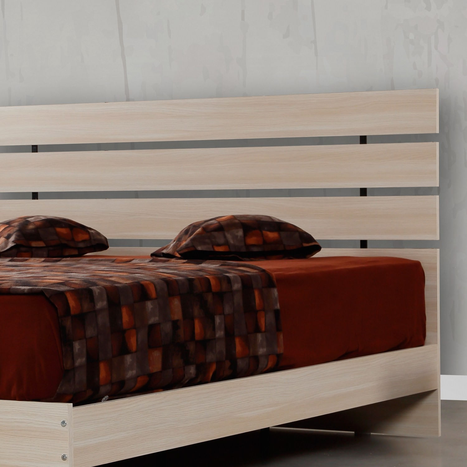 Somiera dubla, Hanah Home, pal melaminat, stejar, 185x205x100 cm — imaginea 5