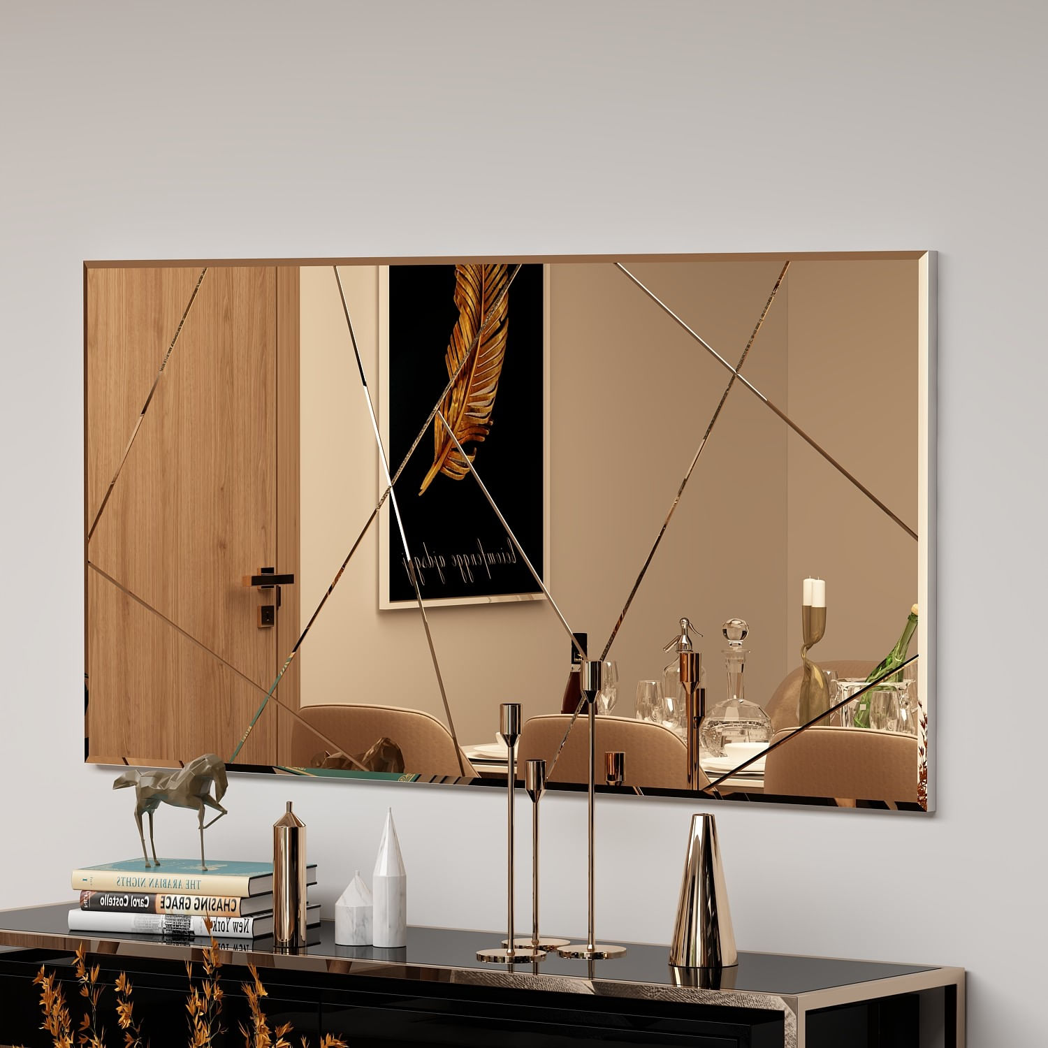 Oglinda, Hanah Home, mdf, bronz, 60x120x2.2 cm