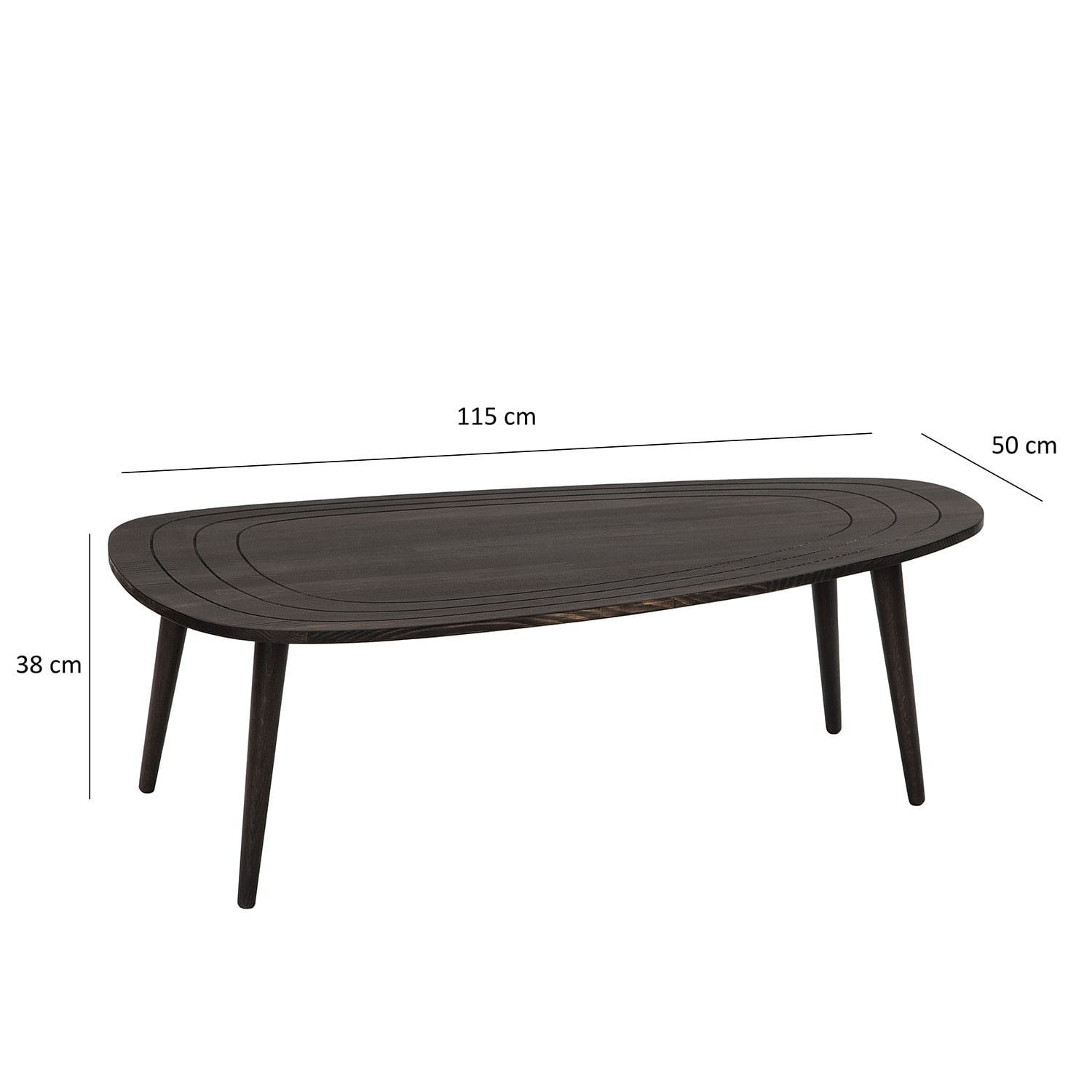 Masuta de cafea, Hanah Home, lemn de pin si fag, antracit, 115x50x38 cm — imaginea 2