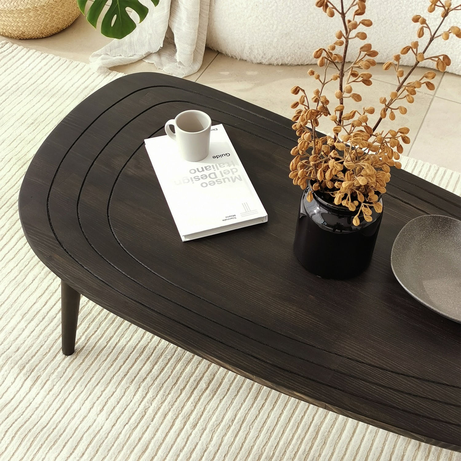 Masuta de cafea, Hanah Home, lemn de pin si fag, antracit, 115x50x38 cm — imaginea 4