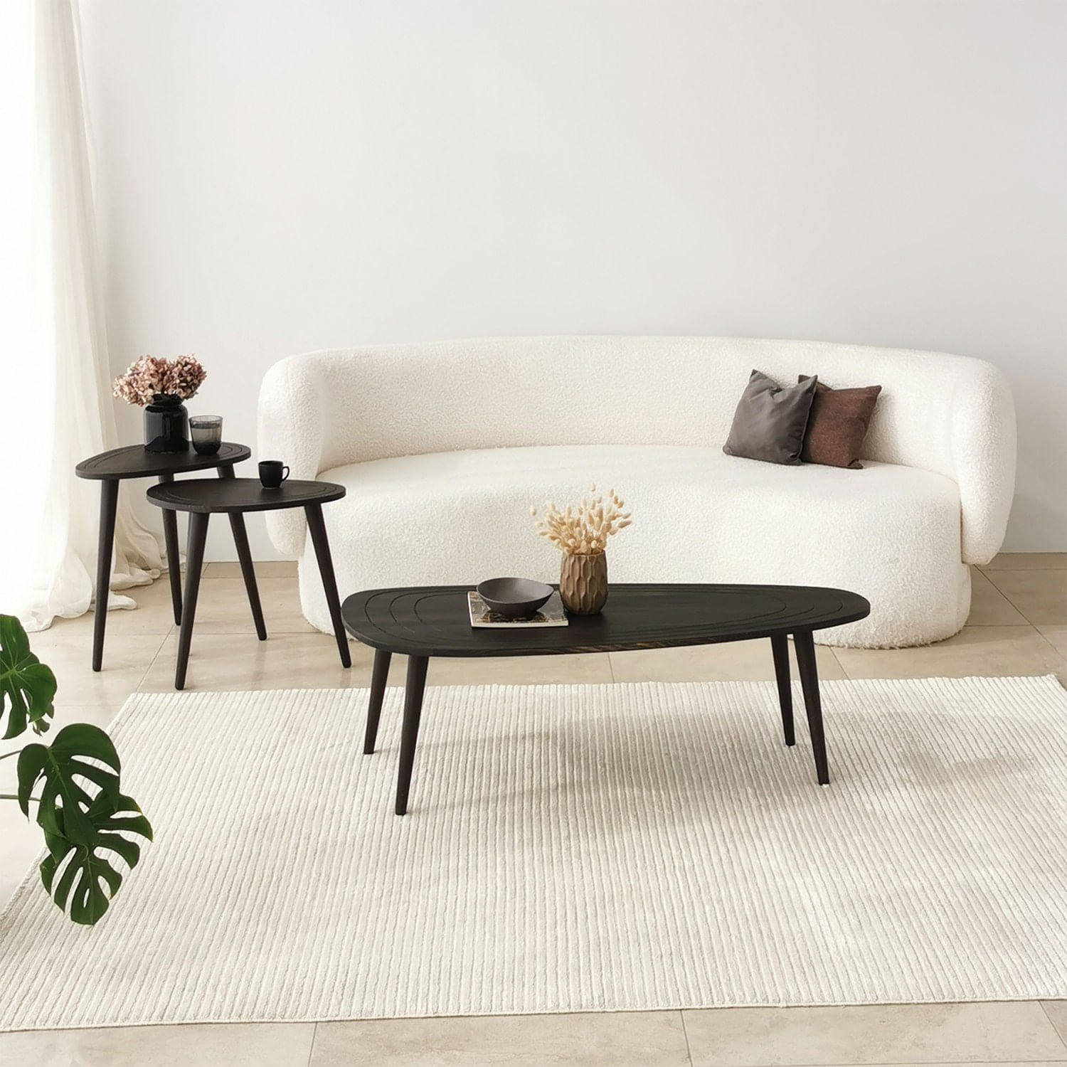 Masuta de cafea, Hanah Home, lemn de pin si fag, antracit, 115x50x38 cm — imaginea 5