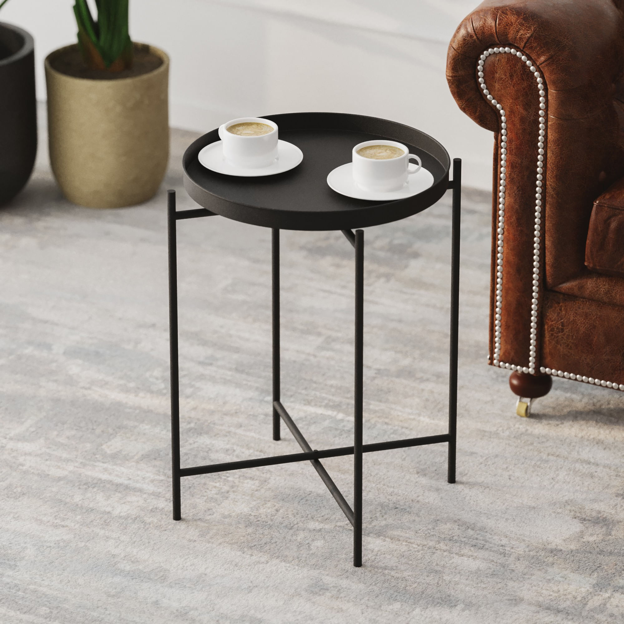 Masuta de cafea, Hanah Home, metal, negru, 46x46x56 cm, 491CRT1140 — imaginea 2