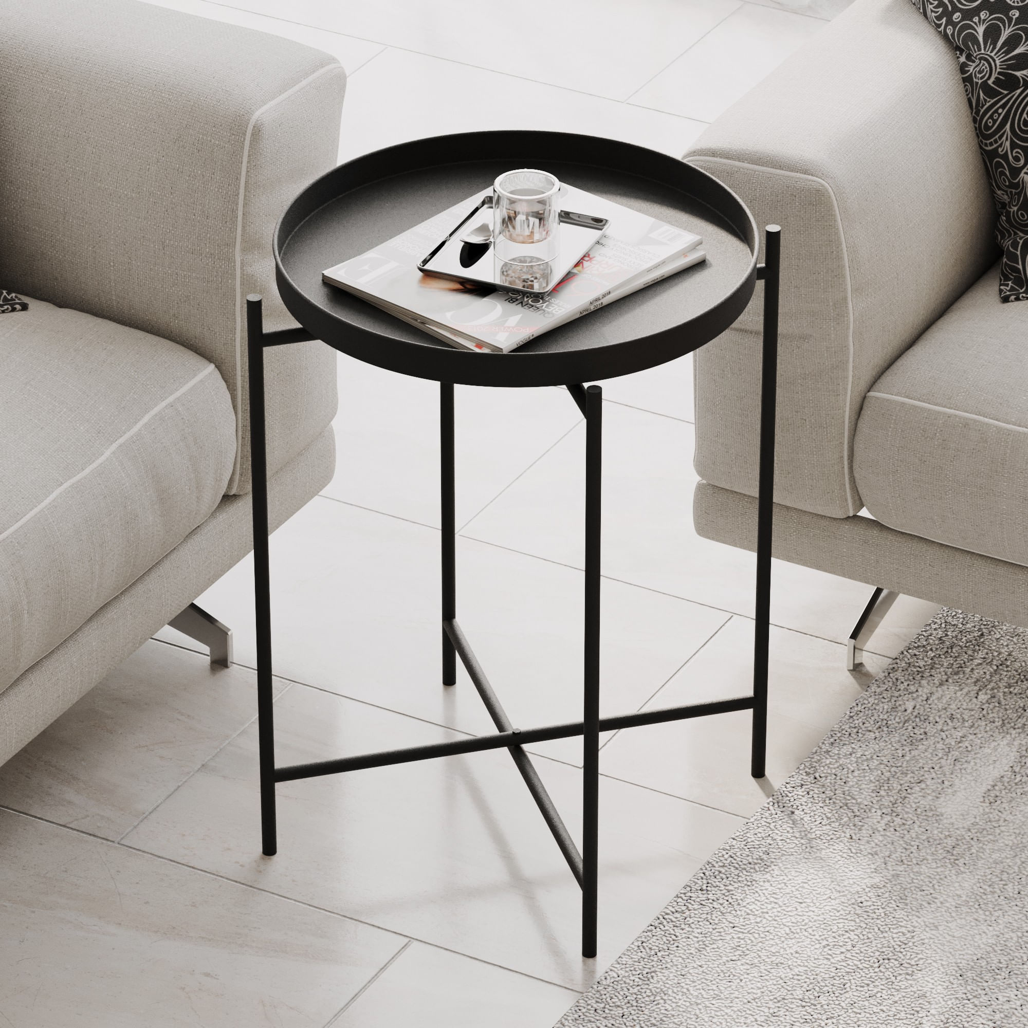 Masuta de cafea, Hanah Home, metal, negru, 46x46x56 cm, 491CRT1140 — imaginea 6