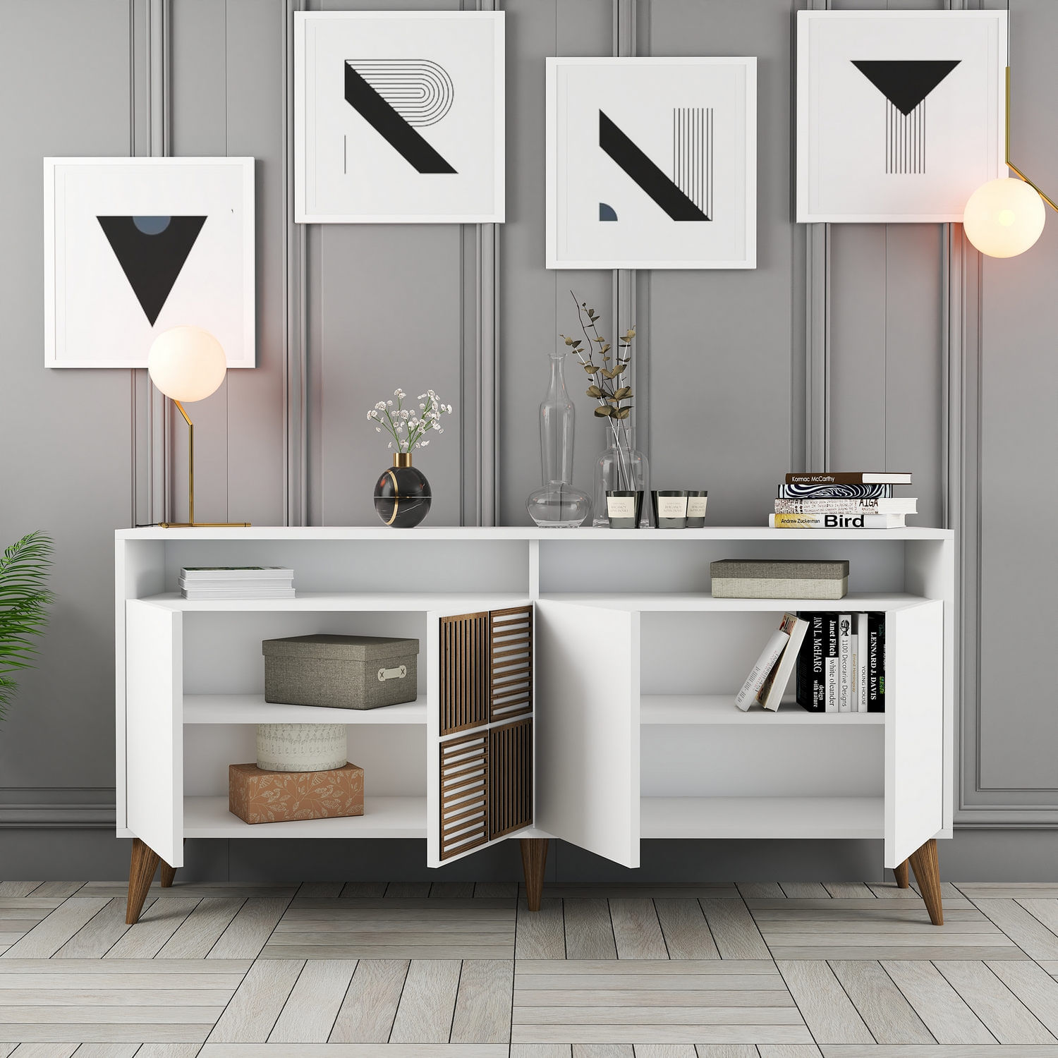 Consola, Hanah Home, pal melaminat, alb, 160x35x78 cm, 845HCT5335 — imaginea 5