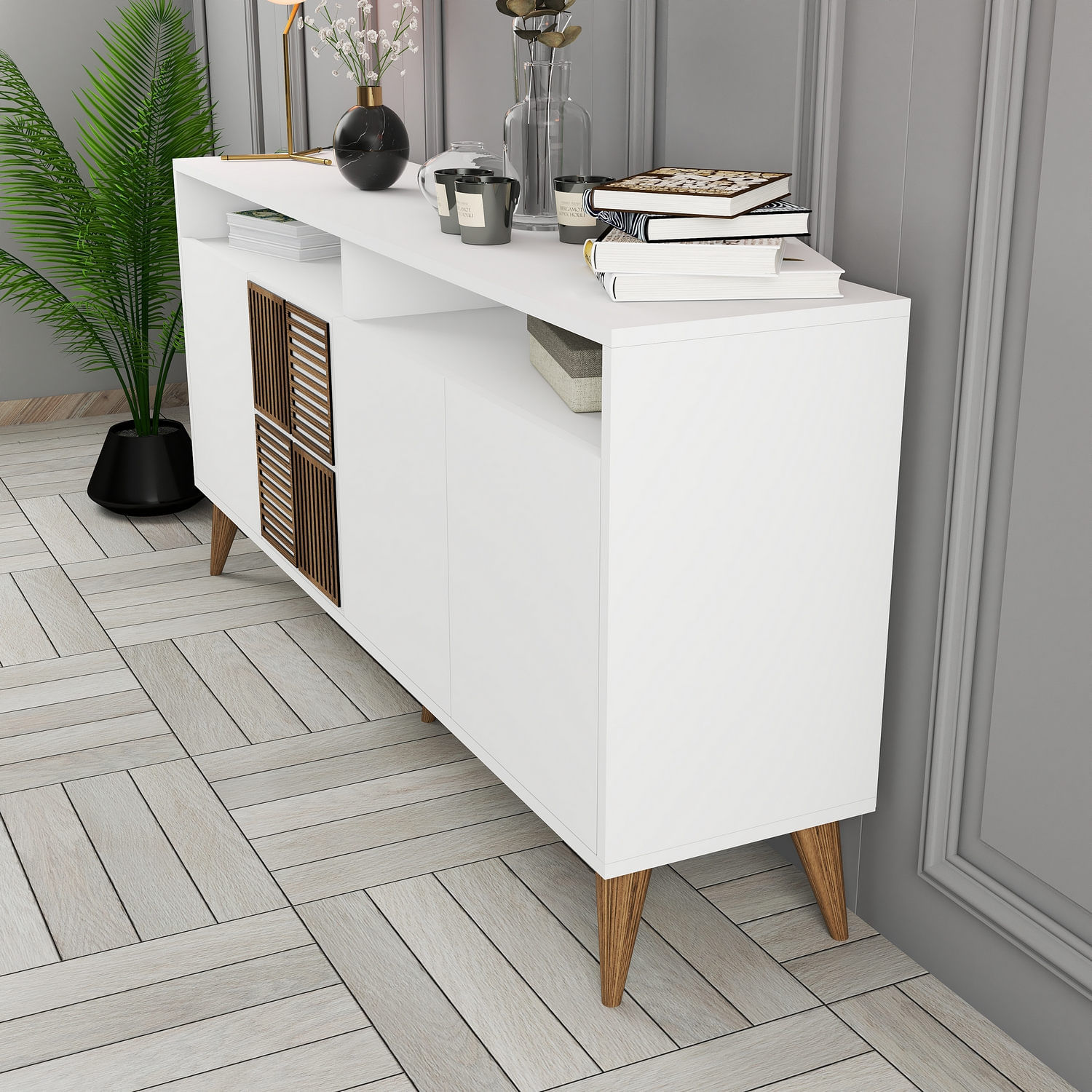 Consola, Hanah Home, pal melaminat, alb, 160x35x78 cm, 845HCT5335 — imaginea 6