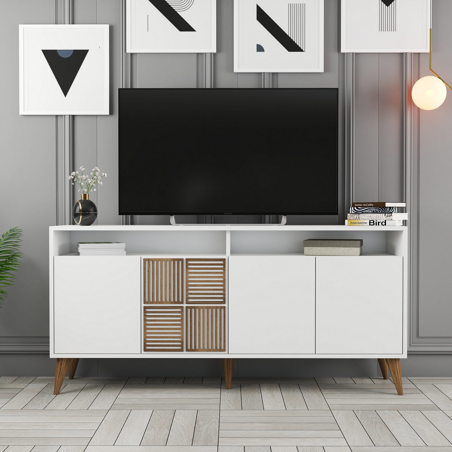 Consola, Hanah Home, pal melaminat, alb, 160x35x78 cm, 845HCT5335 — imaginea 7