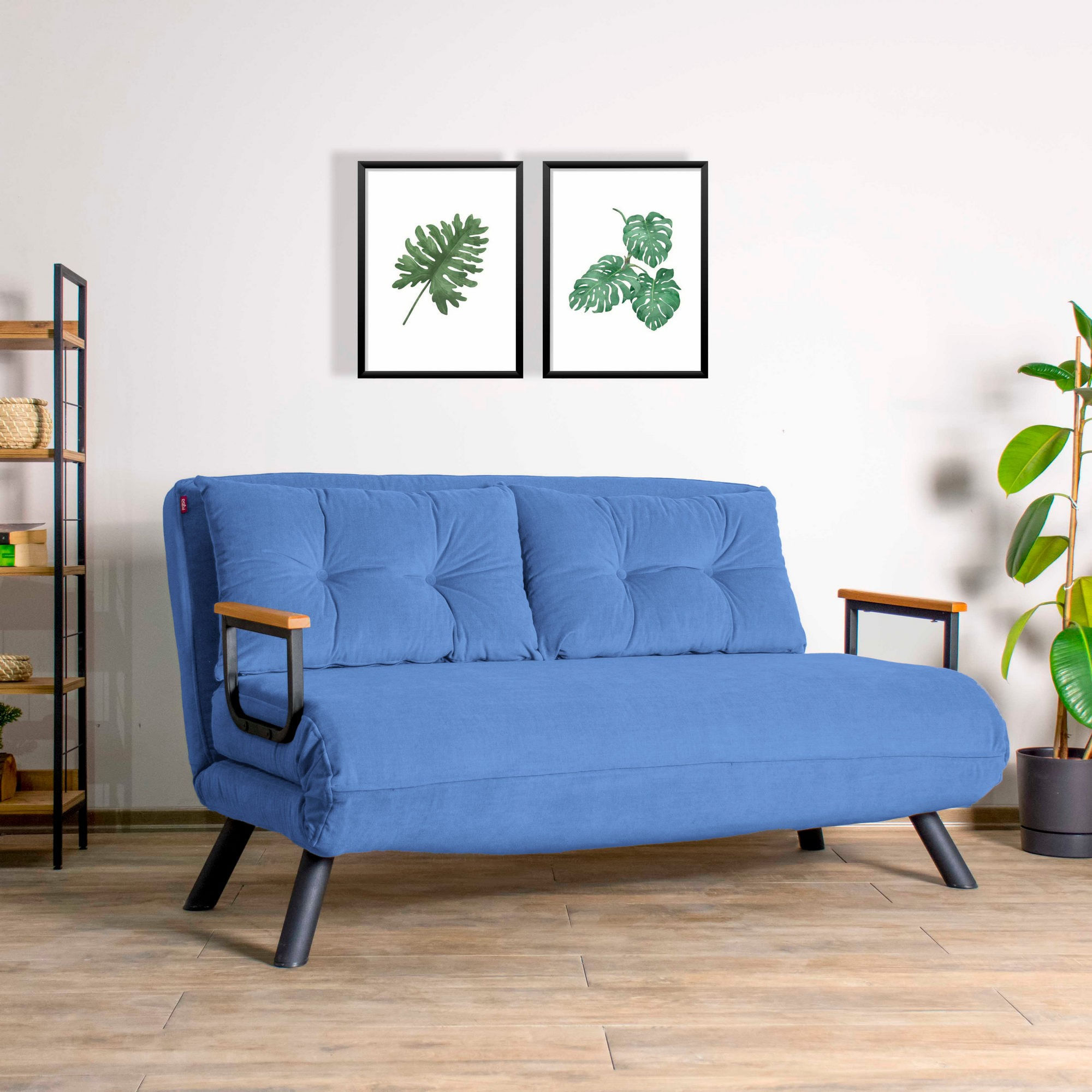 Canapea extensibila, Hanah Home, metal, albastru, 175x133 cm — imaginea 6