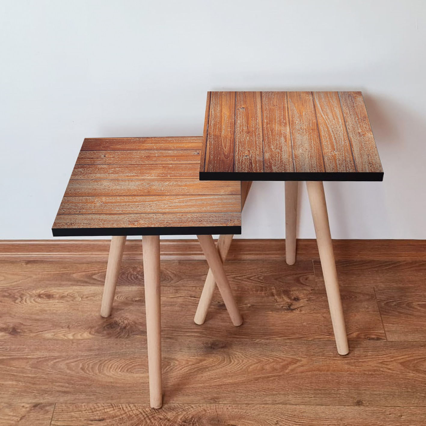 Set masute de cafea, Hanah Home, mdf, maro, 35x35x47 cm, 2 piese, 481LNA2598