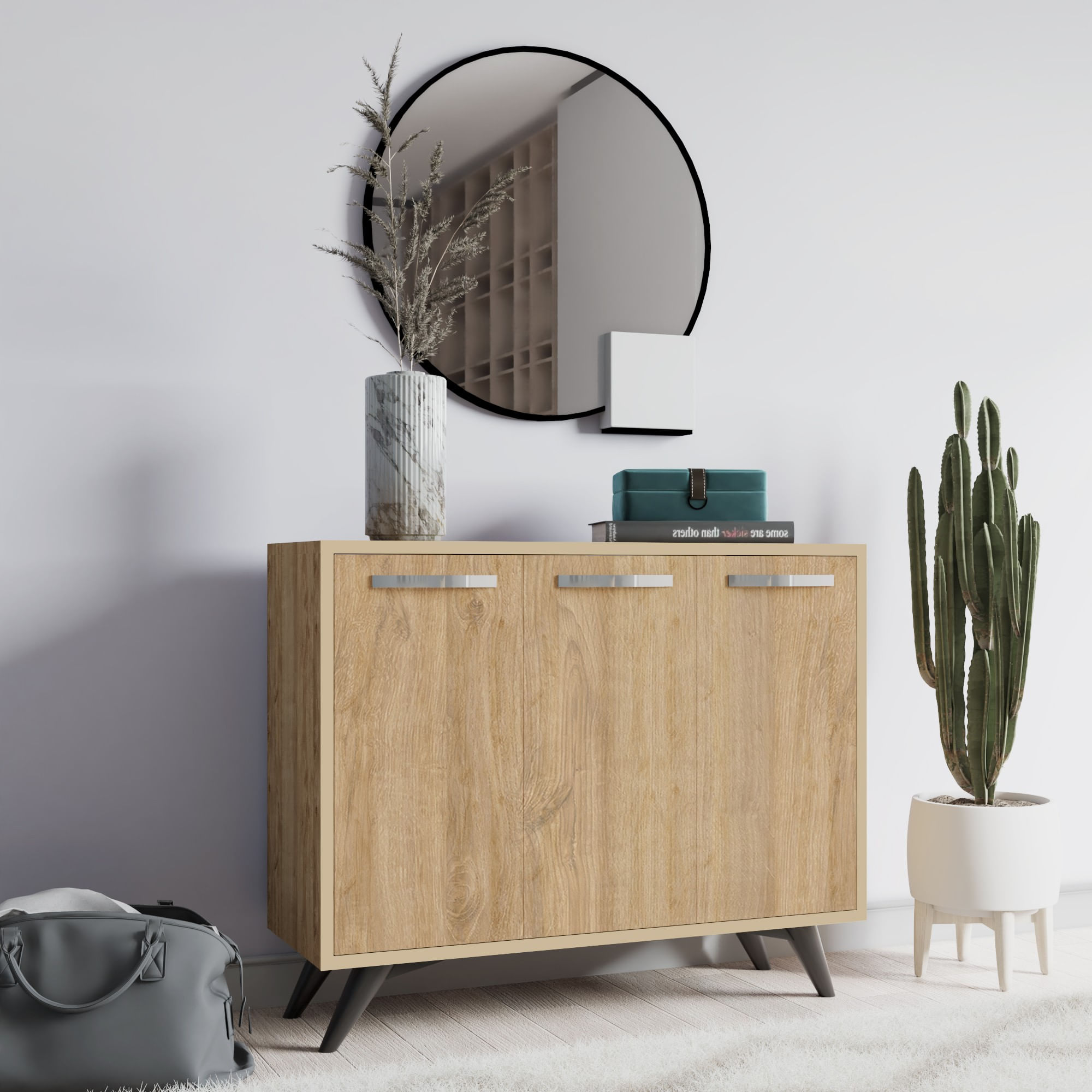 Consola, Hanah Home, pal melaminat, stejar, 100x35x82 cm — imaginea 2