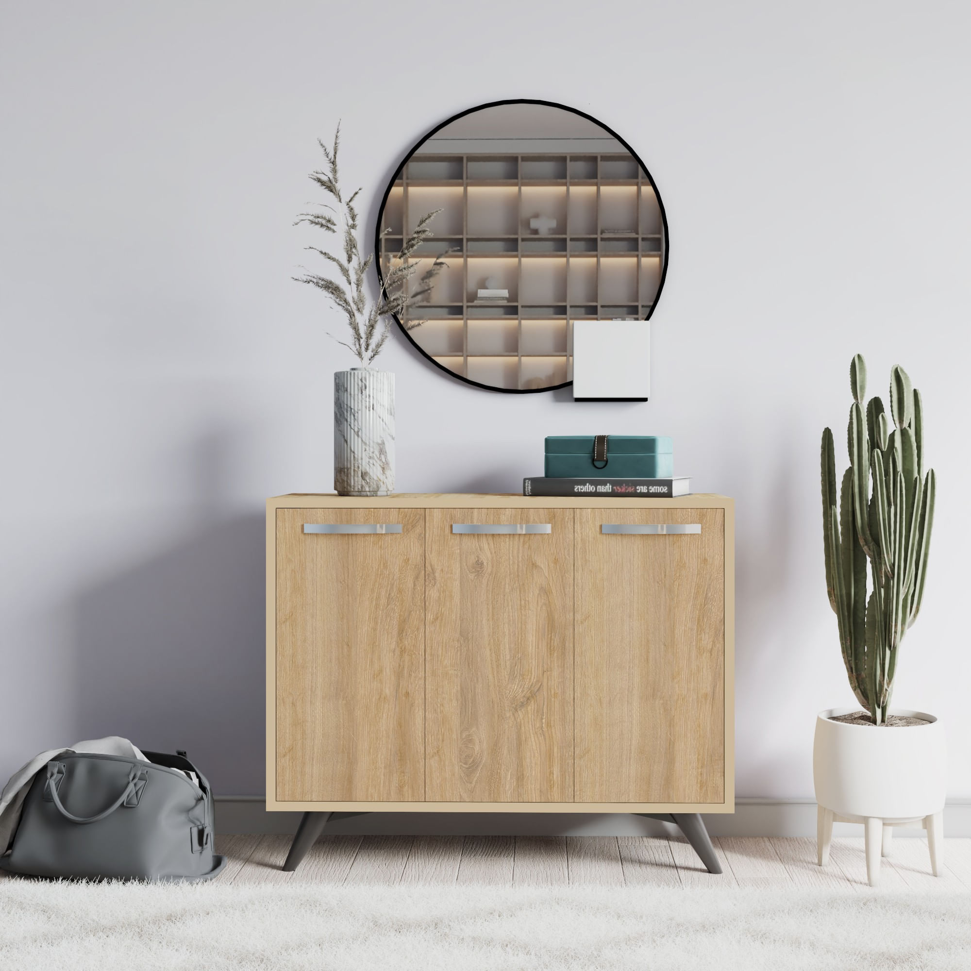 Consola, Hanah Home, pal melaminat, stejar, 100x35x82 cm — imaginea 5