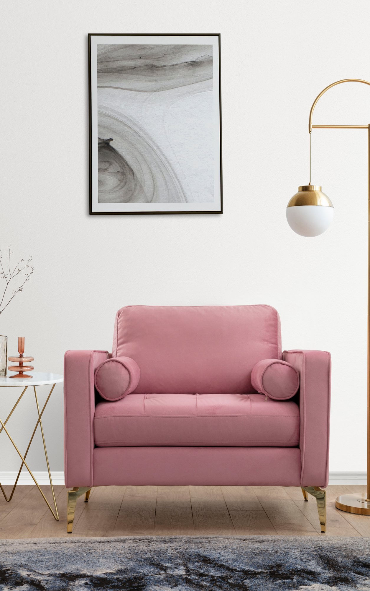 Fotoliu, Atelier Del Sofa, lemn fag si pal, dusty rose, 105x85x90 cm — imaginea 2