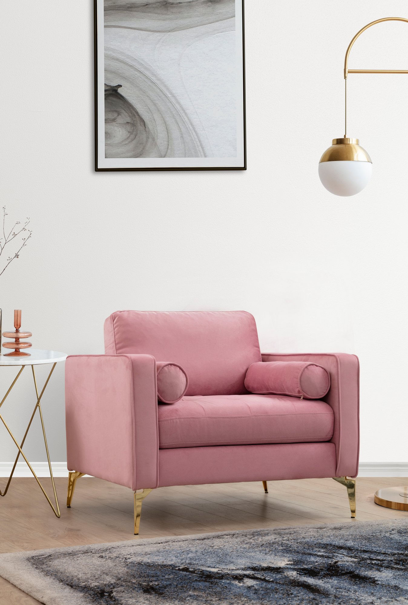 Fotoliu, Atelier Del Sofa, lemn fag si pal, dusty rose, 105x85x90 cm — imaginea 4