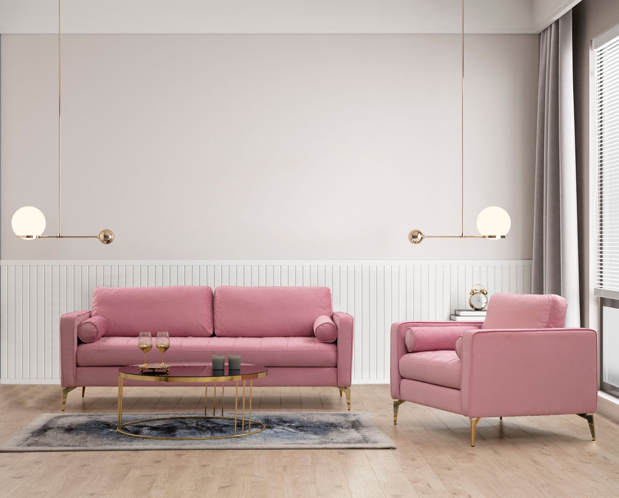 Fotoliu, Atelier Del Sofa, lemn fag si pal, dusty rose, 105x85x90 cm — imaginea 5