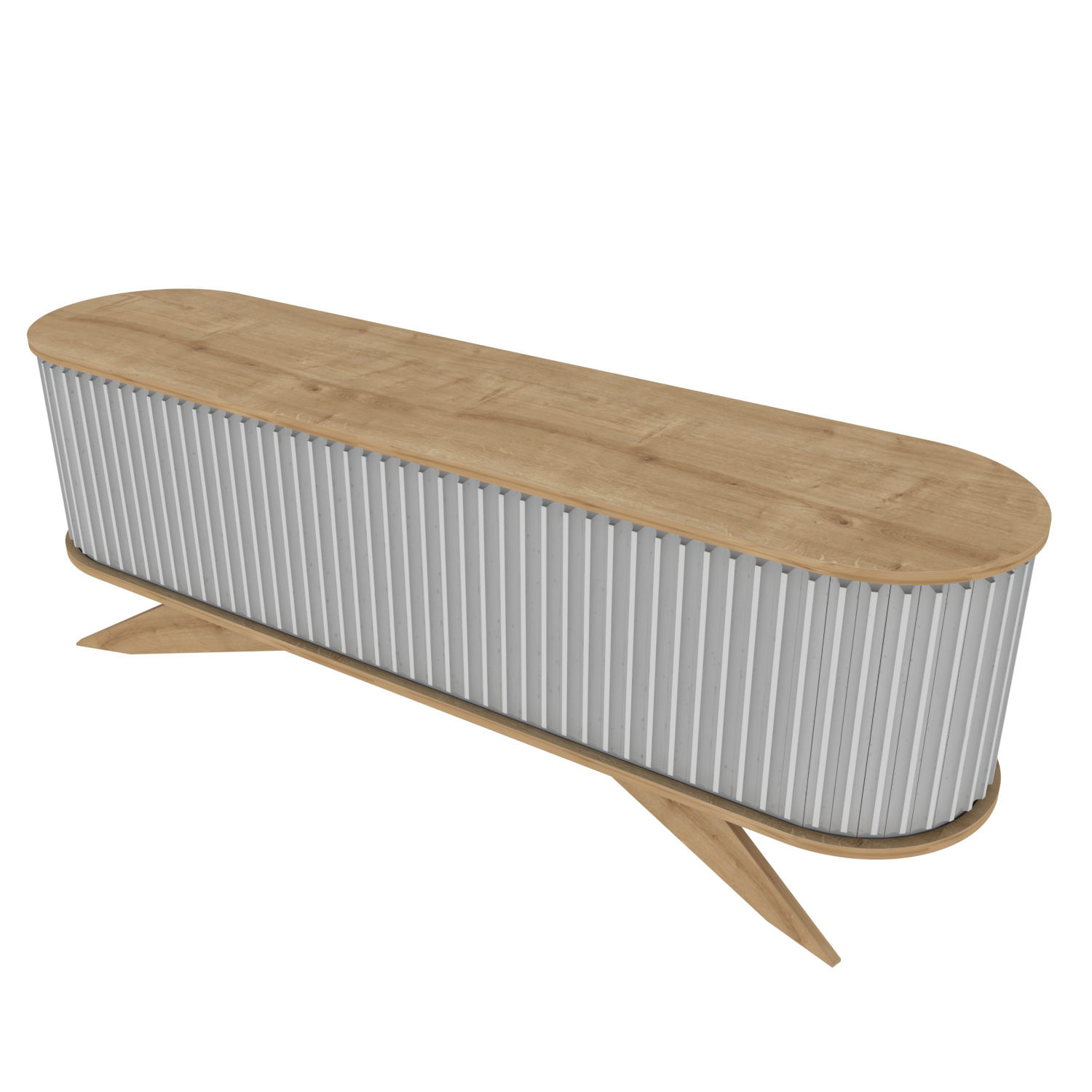 Comoda tv, Hanah Home, pal melaminat, safir si alb, 180x43x60 cm — imaginea 3