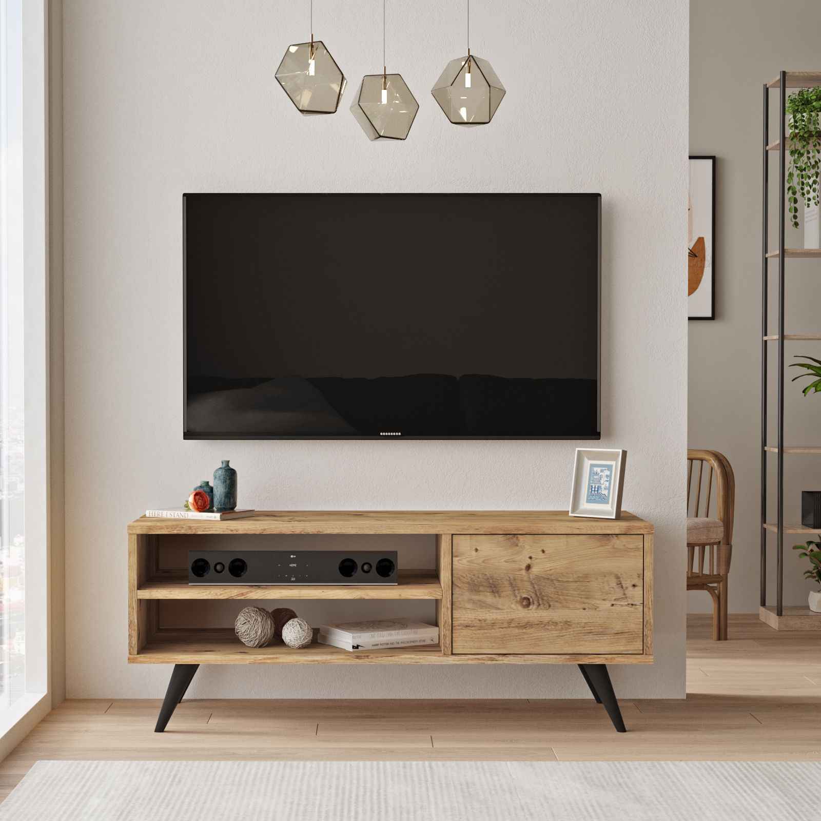 Comoda tv, Hanah Home, pal melaminat, pin atlantic, 110x40x44 cm — imaginea 6
