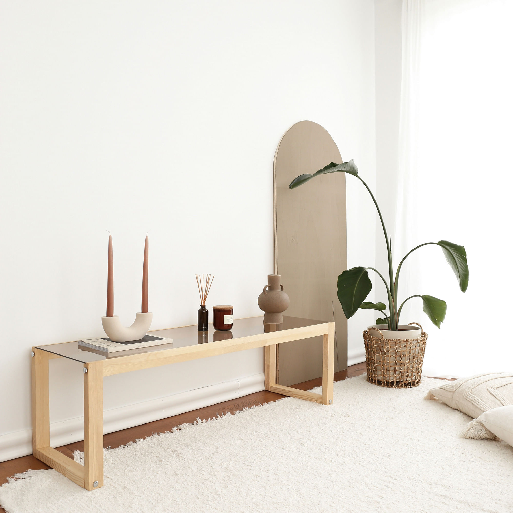 Comoda tv, Hanah Home, lemn masiv de pin, natural, 130x40x40 cm — imaginea 3