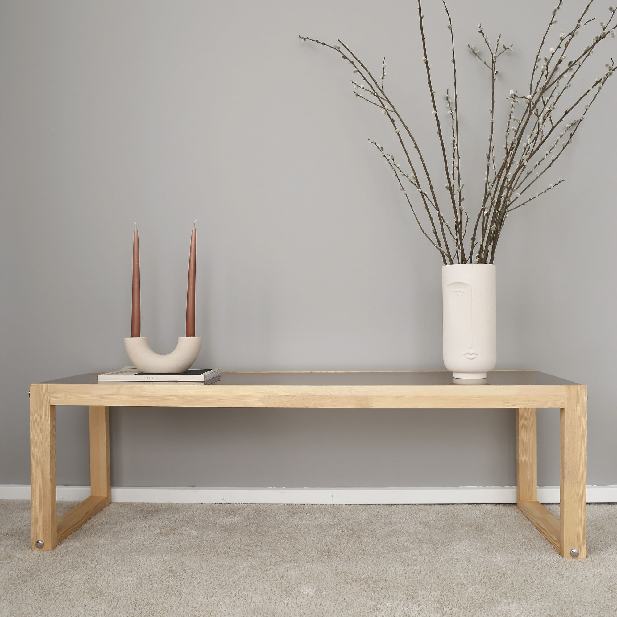Comoda tv, Hanah Home, lemn masiv de pin, natural, 130x40x40 cm — imaginea 8