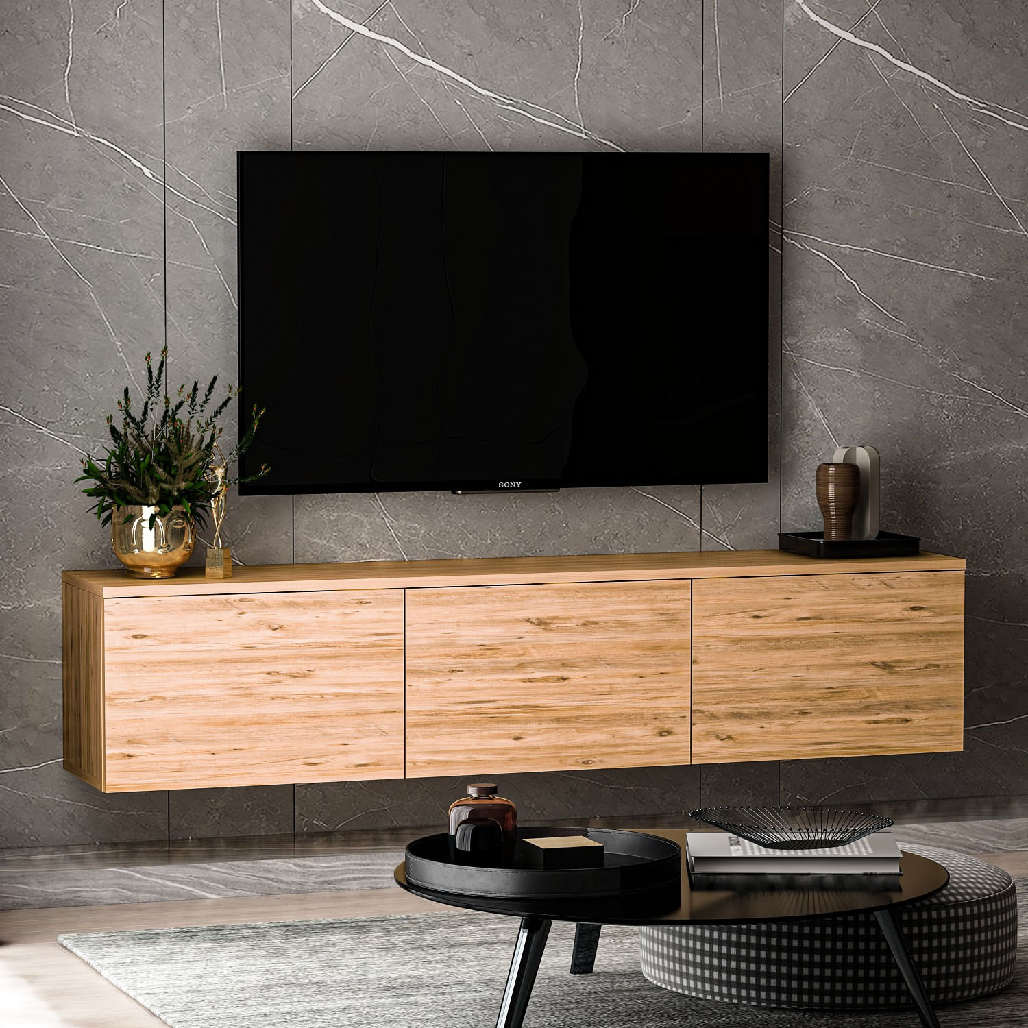 Comoda tv, Hanah Home, pal melaminat, pin atlantic, 160x35x32 cm, 382NRC1132 — imaginea 4