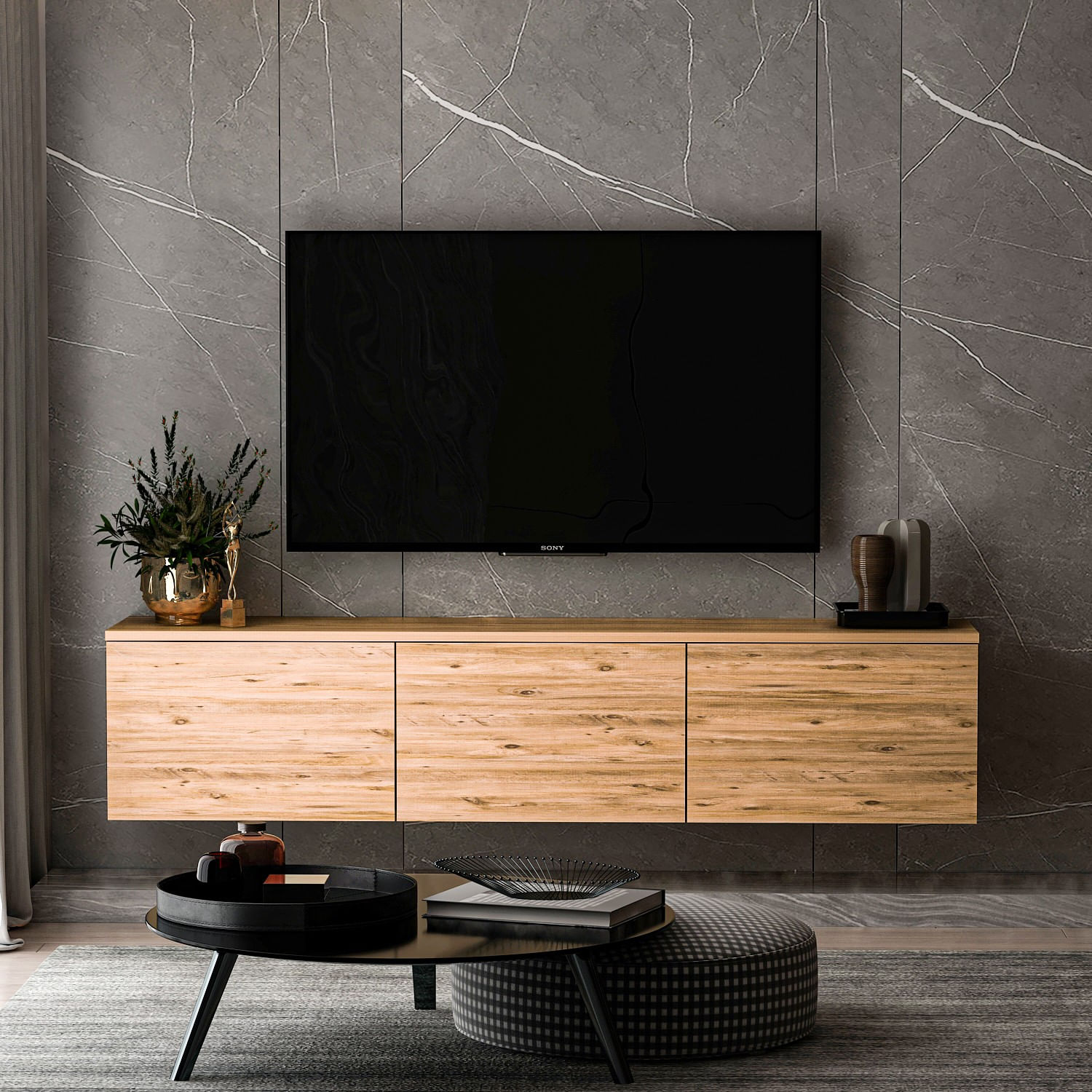 Comoda tv, Hanah Home, pal melaminat, pin atlantic, 160x35x32 cm, 382NRC1132 — imaginea 6