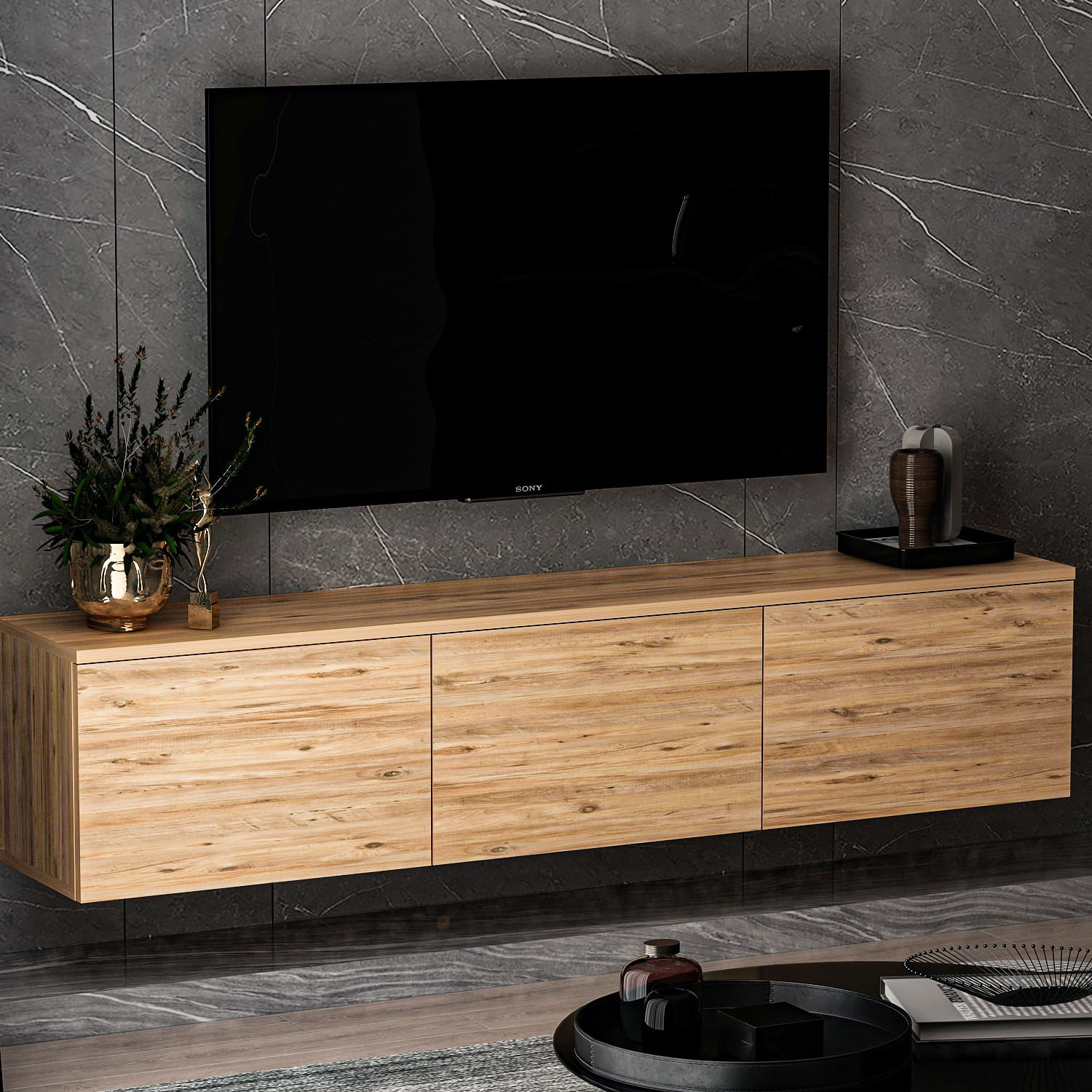 Comoda tv, Hanah Home, pal melaminat, pin atlantic, 160x35x32 cm, 382NRC1132 — imaginea 8