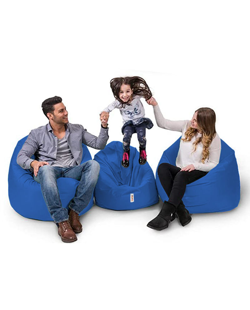 Puf de gradina, Hanah Home, poliester, albastru, diametru 100 cm, impermeabil