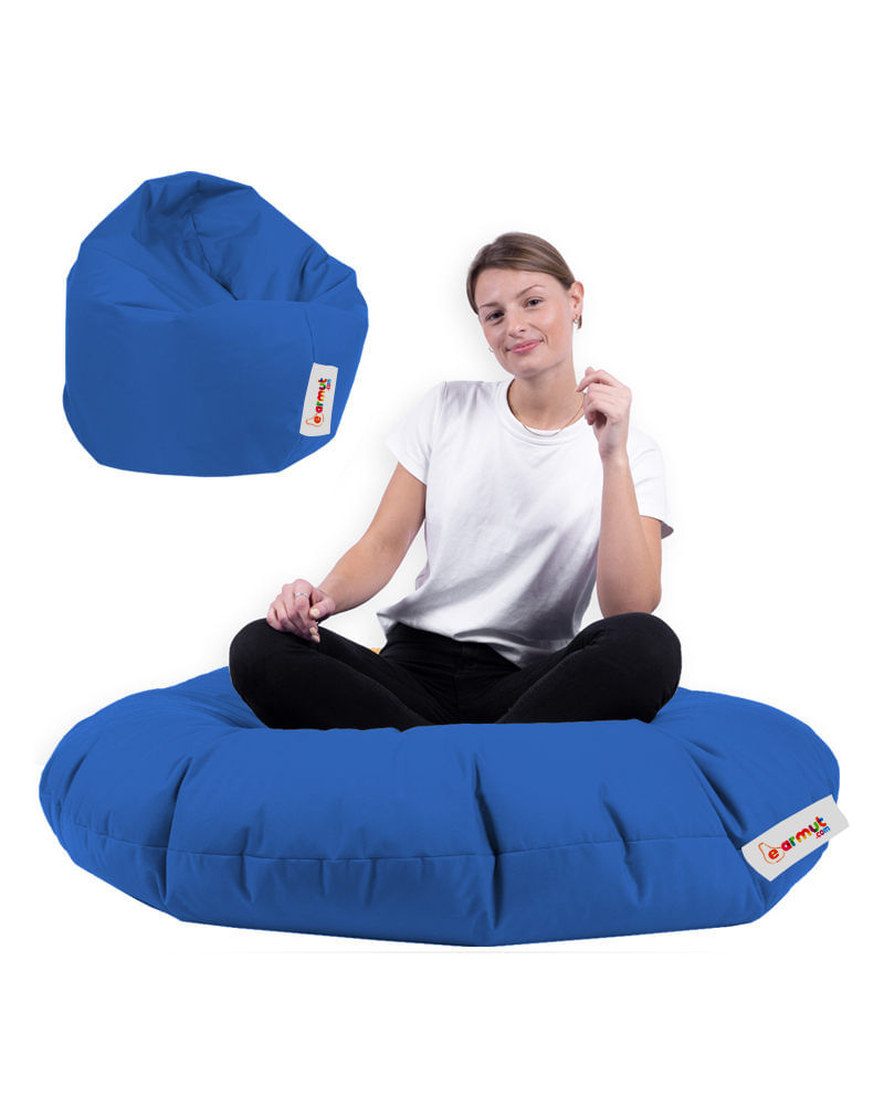 Puf de gradina, Hanah Home, poliester, albastru, diametru 100 cm, impermeabil - 4 | YEO