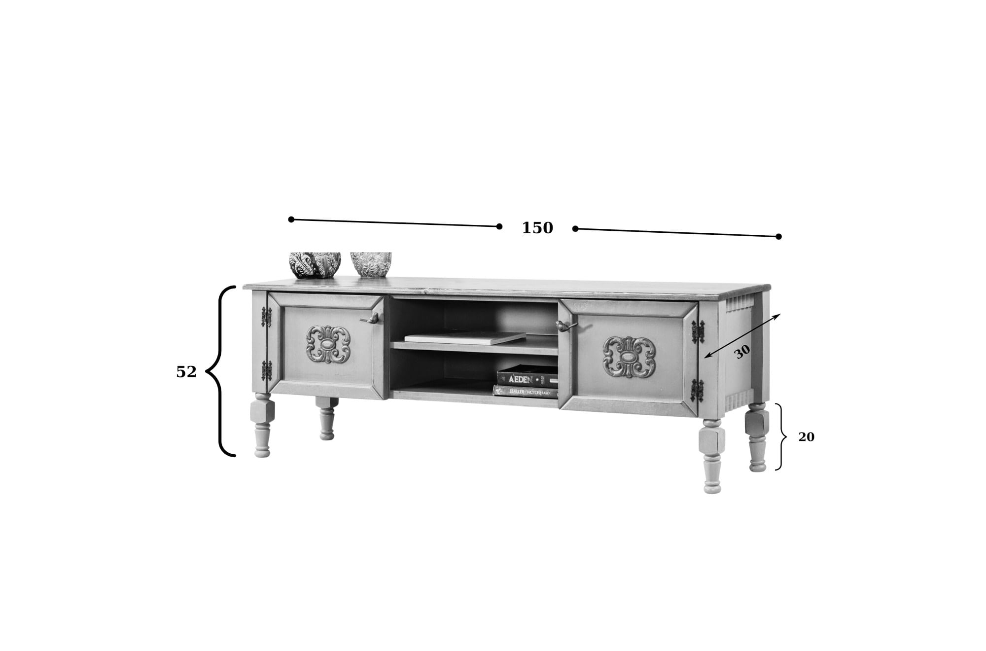 Comoda tv, Hanah Home, mdf, portocaliu, 150x40x50 cm — imaginea 2