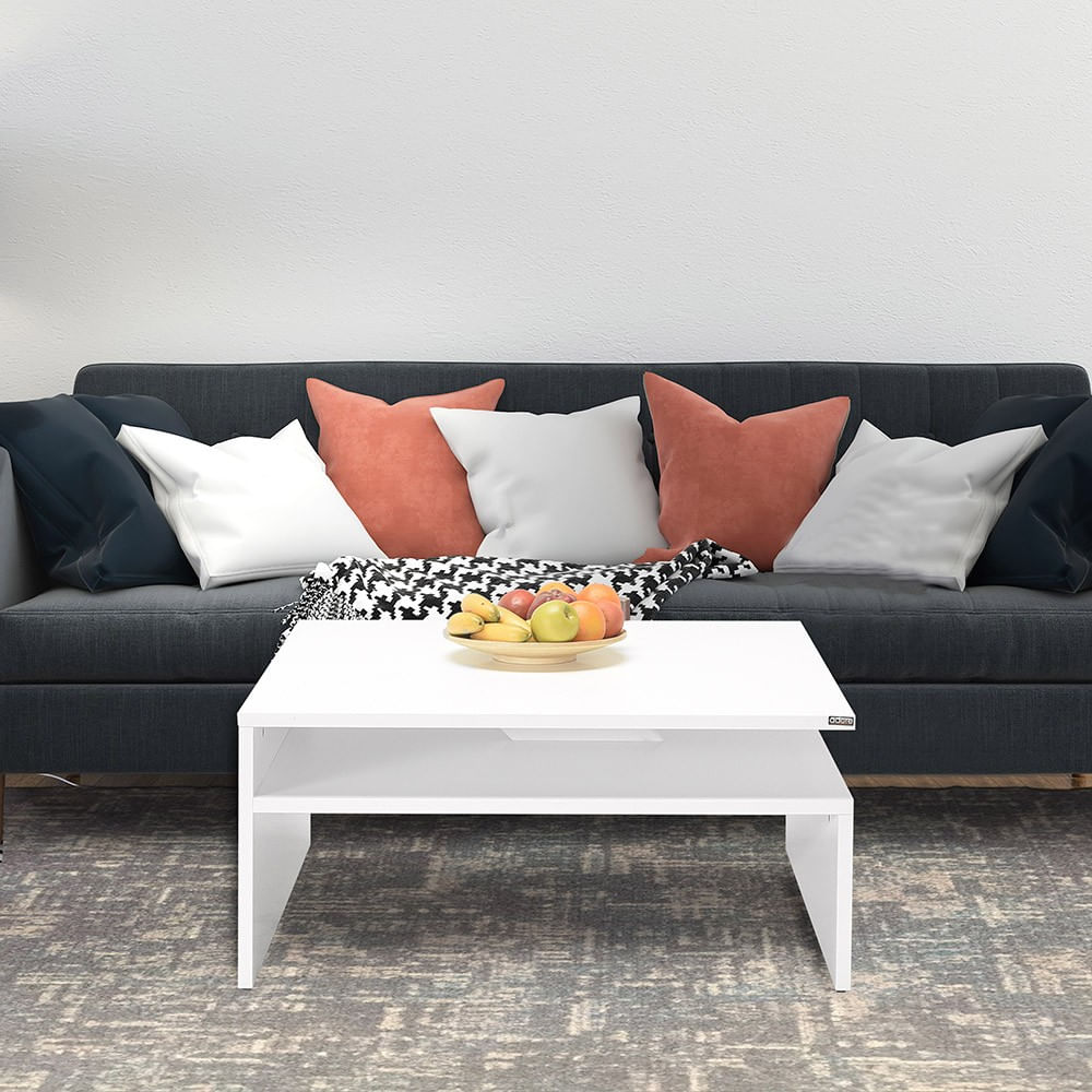 Masa de cafea, Hanah Home, panou de particule melaminat, alb diamant, 90x90x42 cm — imaginea 8