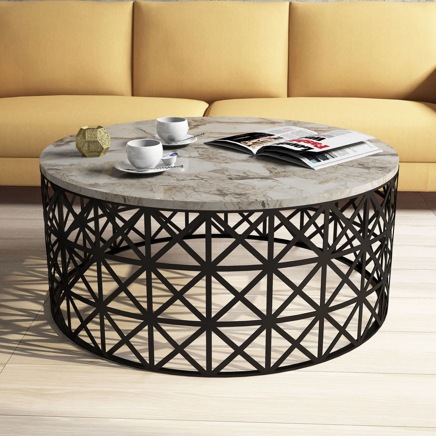 Masuta de cafea, Hanah Home, panou de particule acoperit cu melamina, alb, 90x90x38 cm — imaginea 4