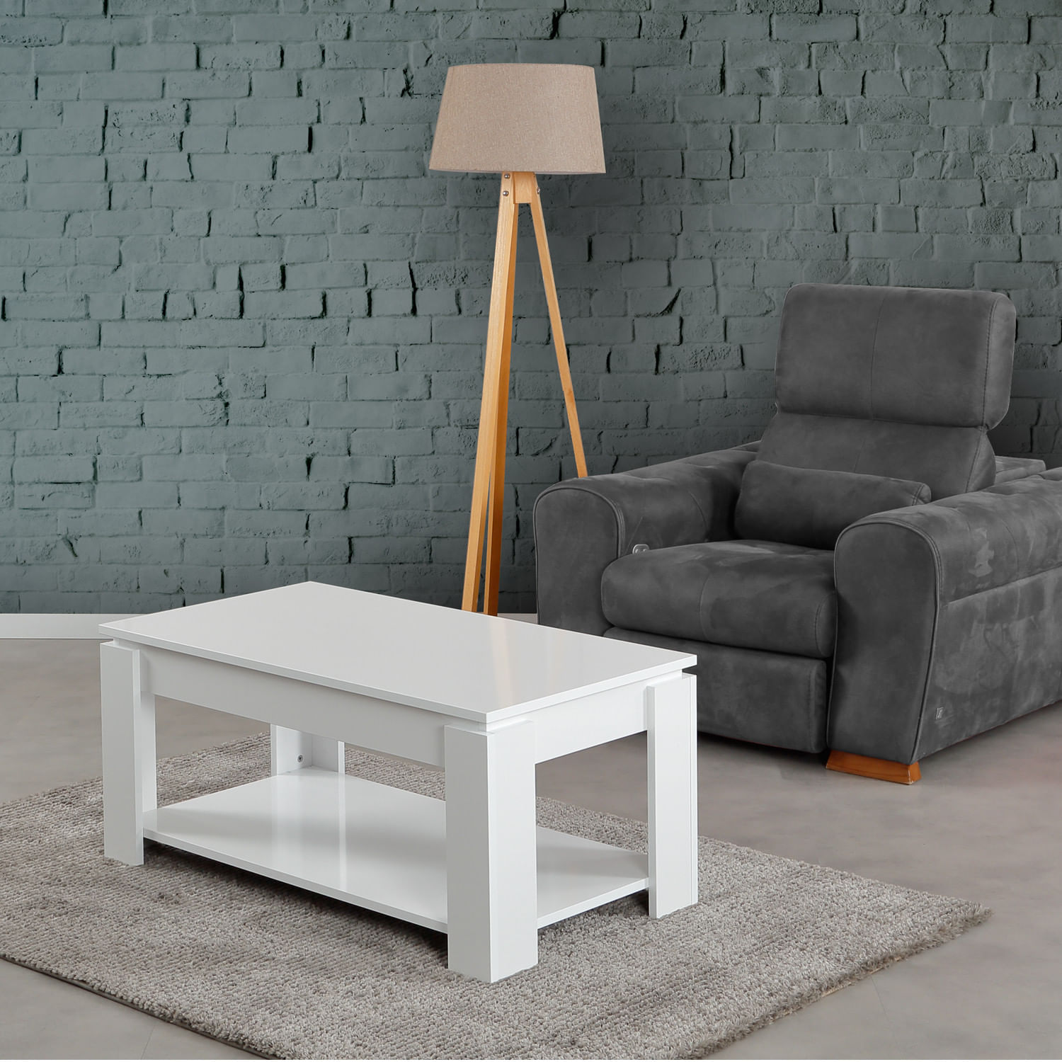 Masuta de cafea, Hanah Home, pal melaminat, alb, 104x56x47 cm — imaginea 4