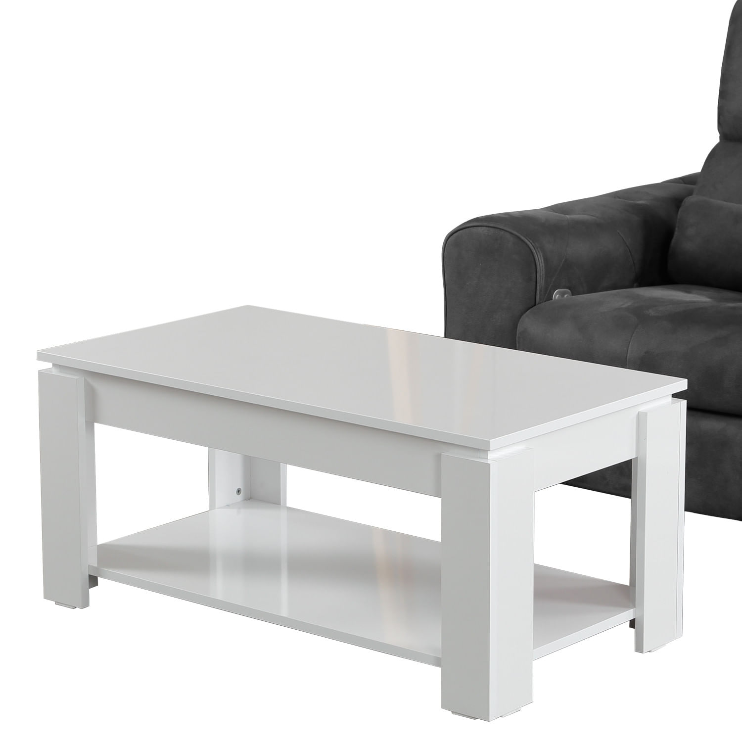 Masuta de cafea, Hanah Home, pal melaminat, alb, 104x56x47 cm — imaginea 5