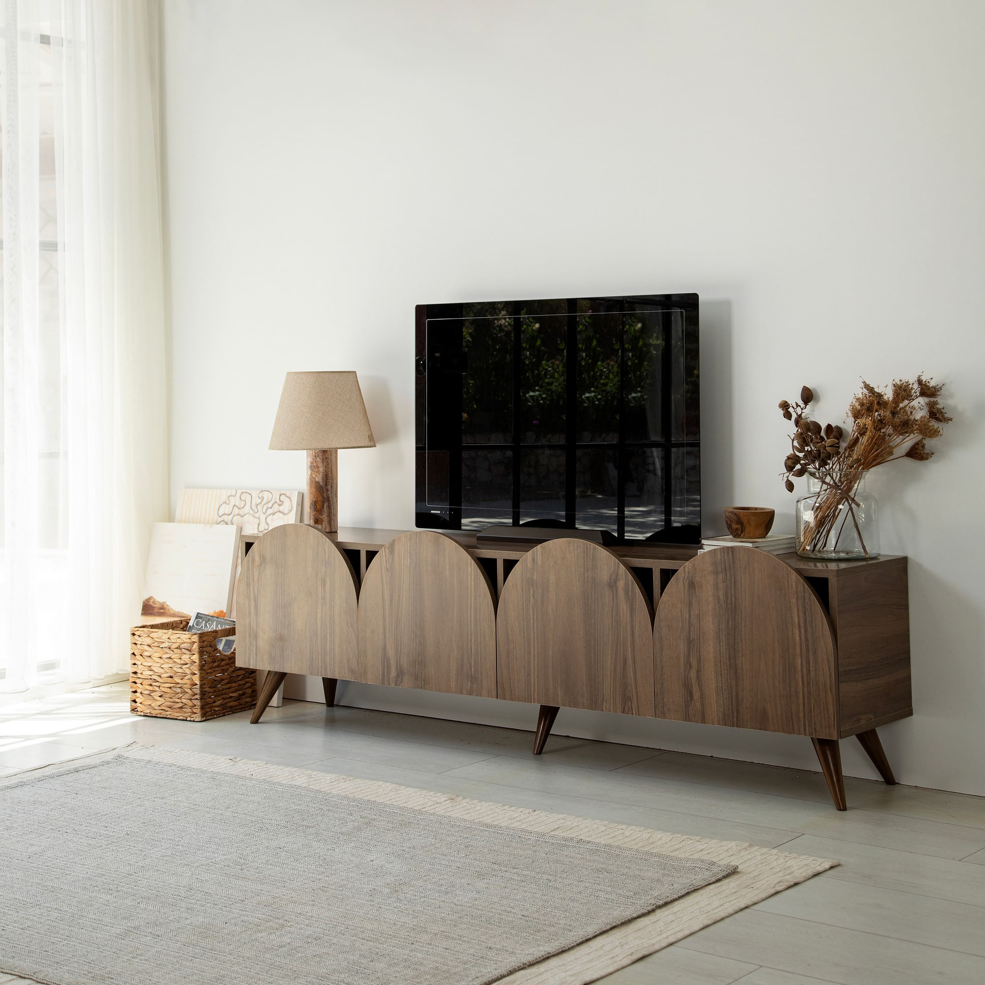 Comoda tv, Hanah Home, pal melaminat, nuc, 180x35x45 cm, 552NOS2430 — imaginea 5