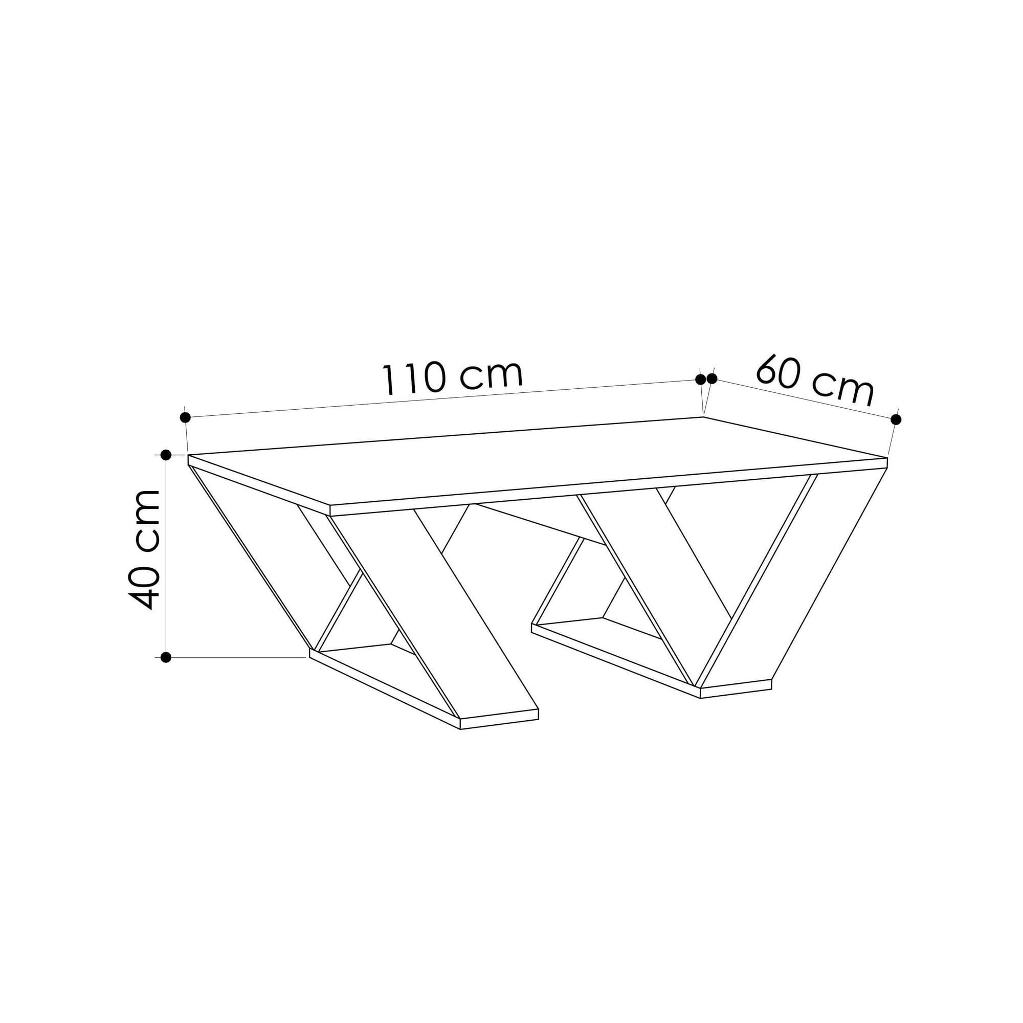 Masuta de cafea, Hanah Home, pal melaminat, marmura carrara, 110x60x40 cm — imaginea 2