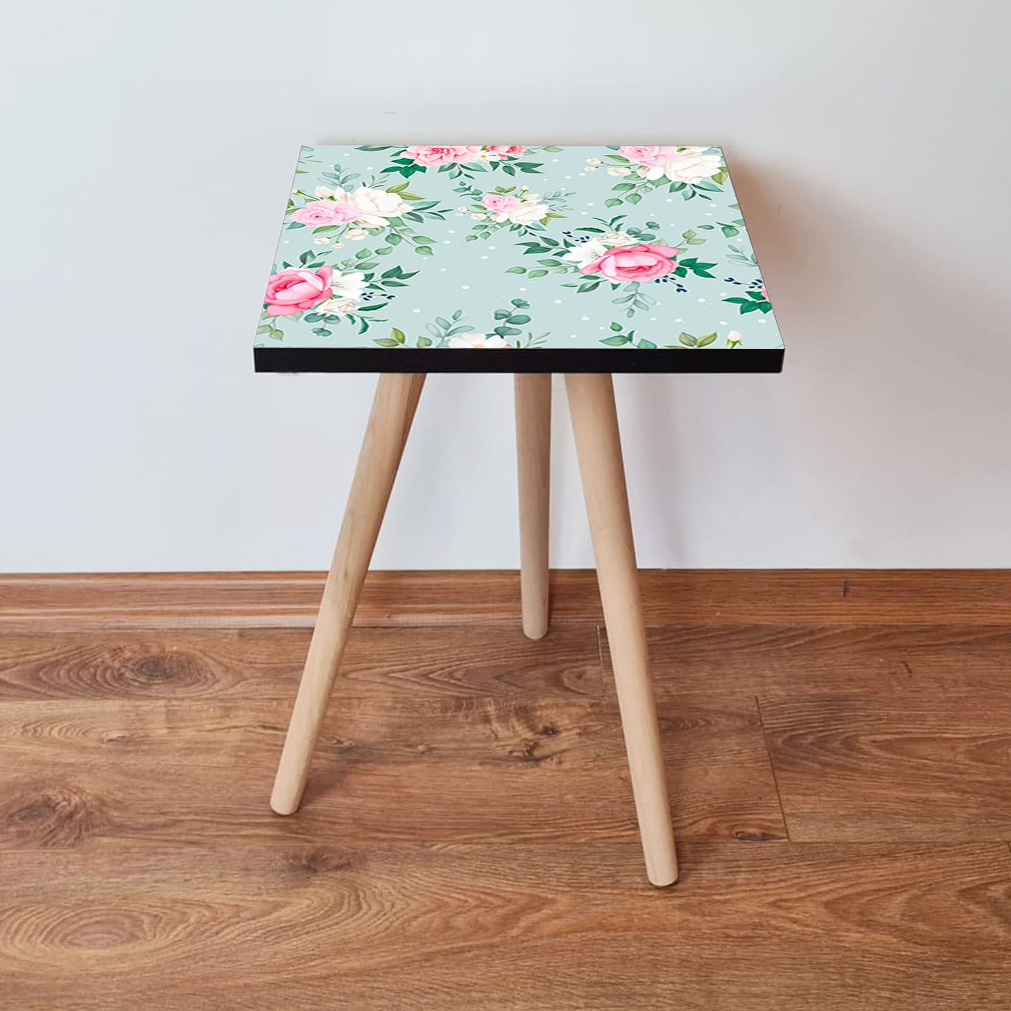 Masuta laterala, Hanah Home, mdf, verde roz alb, 35x35x42 cm