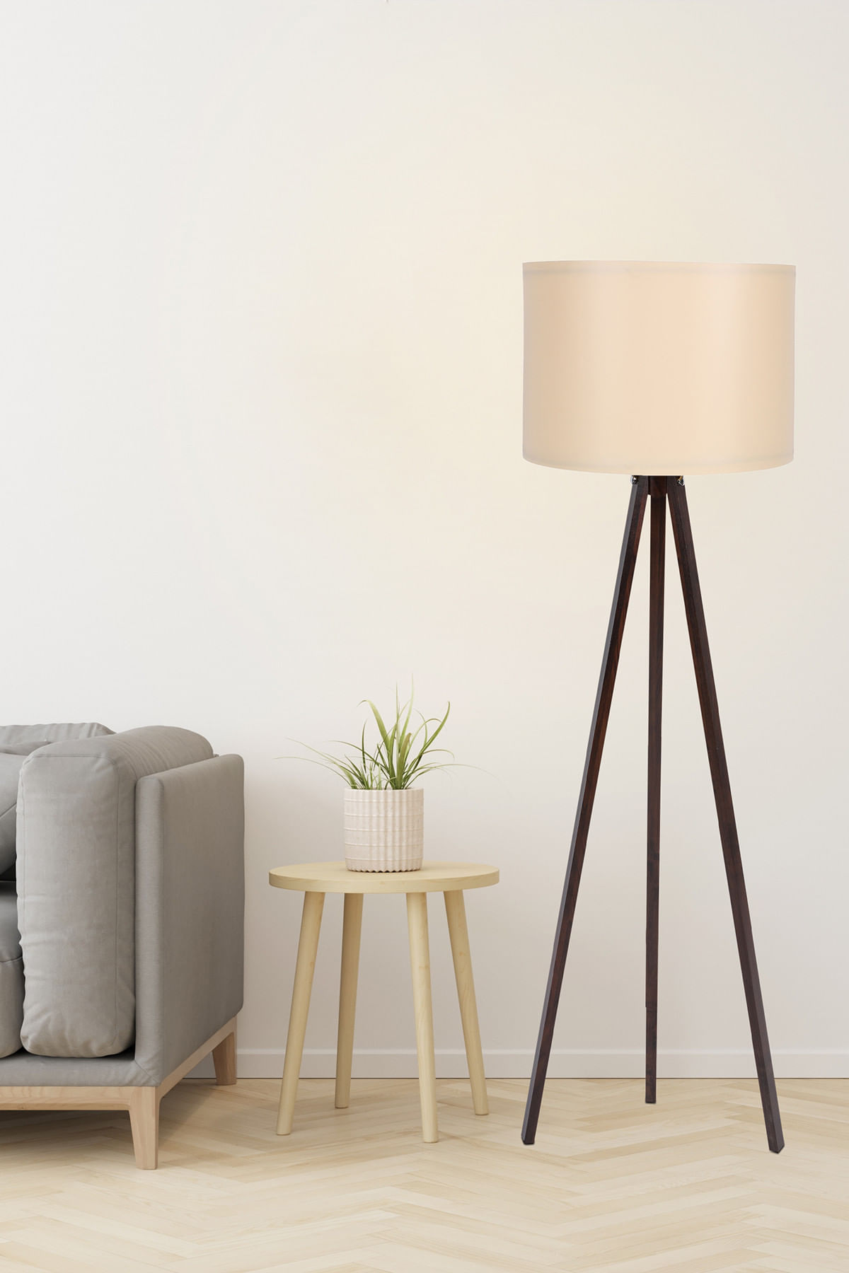 Lampadar, Opviq, mdf, crem, nuc, 145 cm