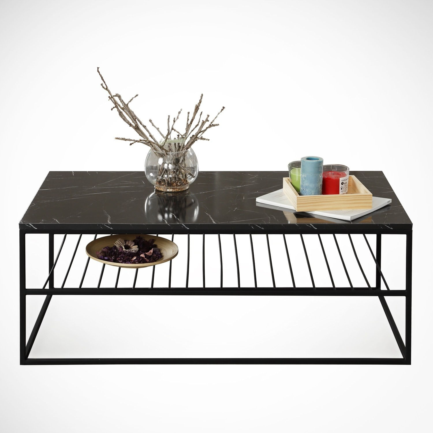Masuta de cafea, Hanah Home, pal melaminat, negru si alb, 95x55x43 cm, 801CMY2838 — imaginea 2