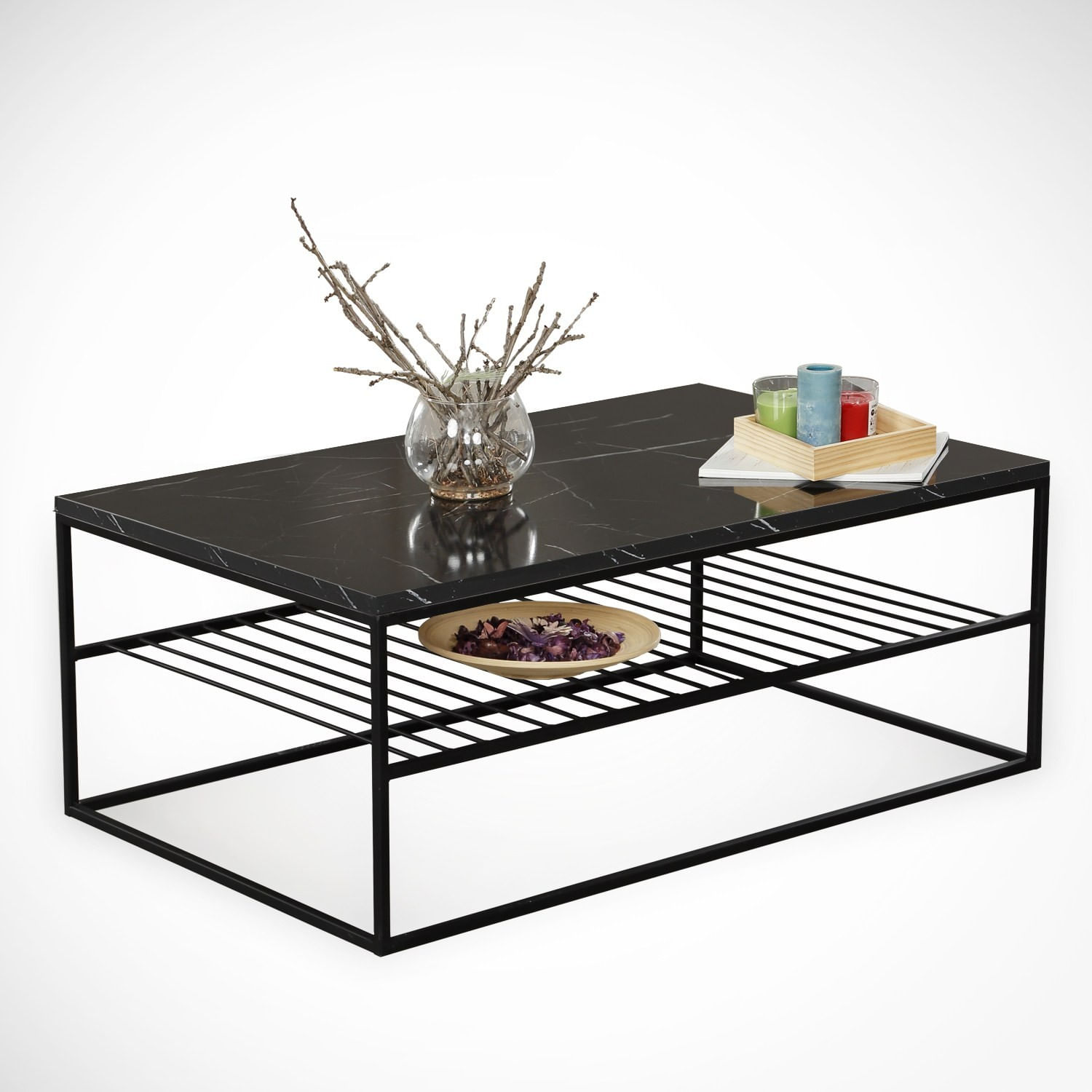 Masuta de cafea, Hanah Home, pal melaminat, negru si alb, 95x55x43 cm, 801CMY2838 — imaginea 6