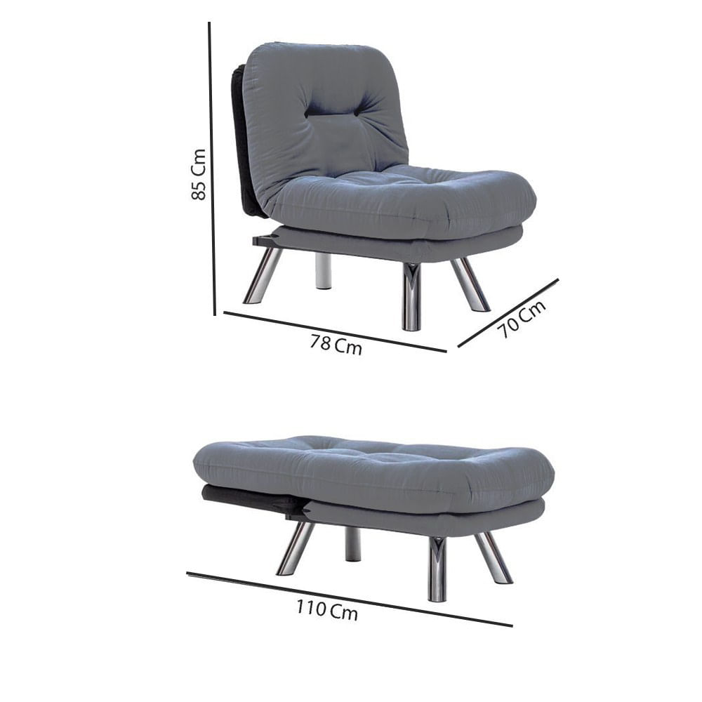 Canapea extensibila, Atelier Del Sofa, metal, in, maro deschis, 110x70 cm — imaginea 7