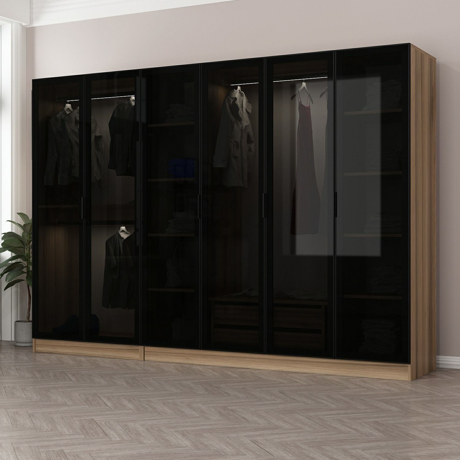 Sifonier, Hanah Home, pal melaminat, fumuriu, 270x210x52 cm