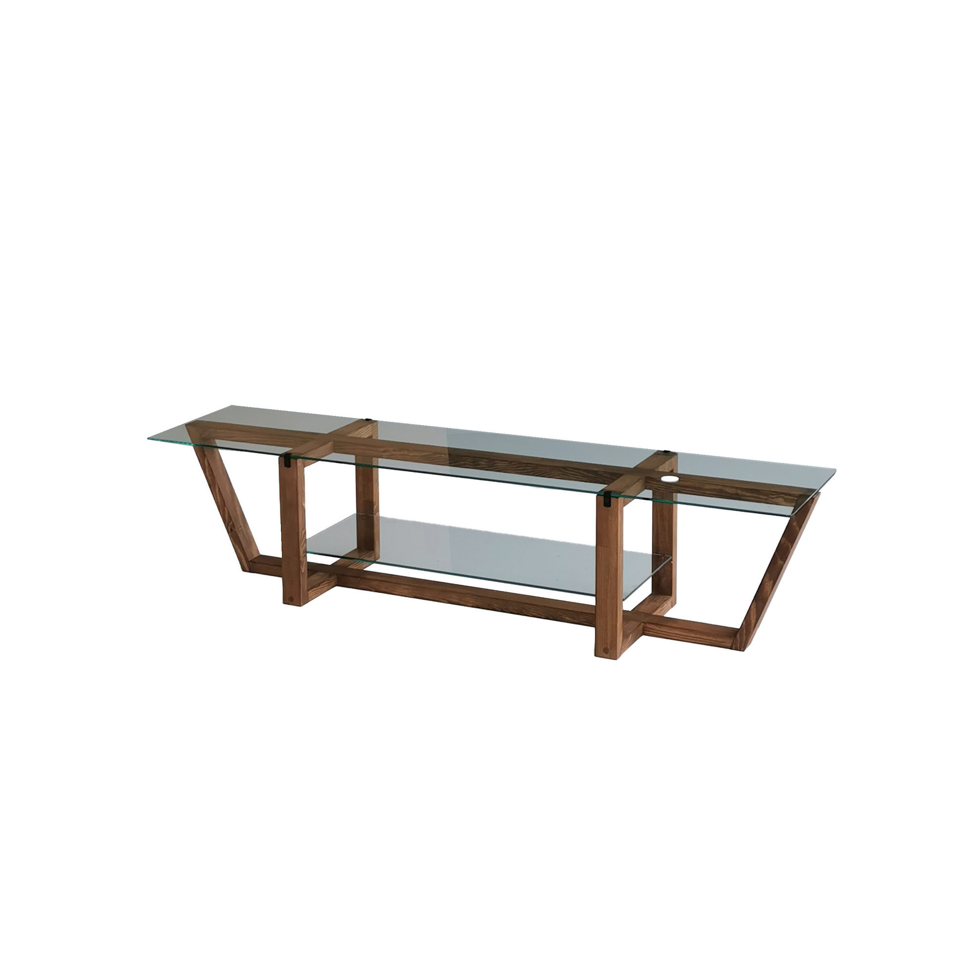 Suport tv, Hanah Home, sticla securizata, nuc, 158x35x35 cm — imaginea 2