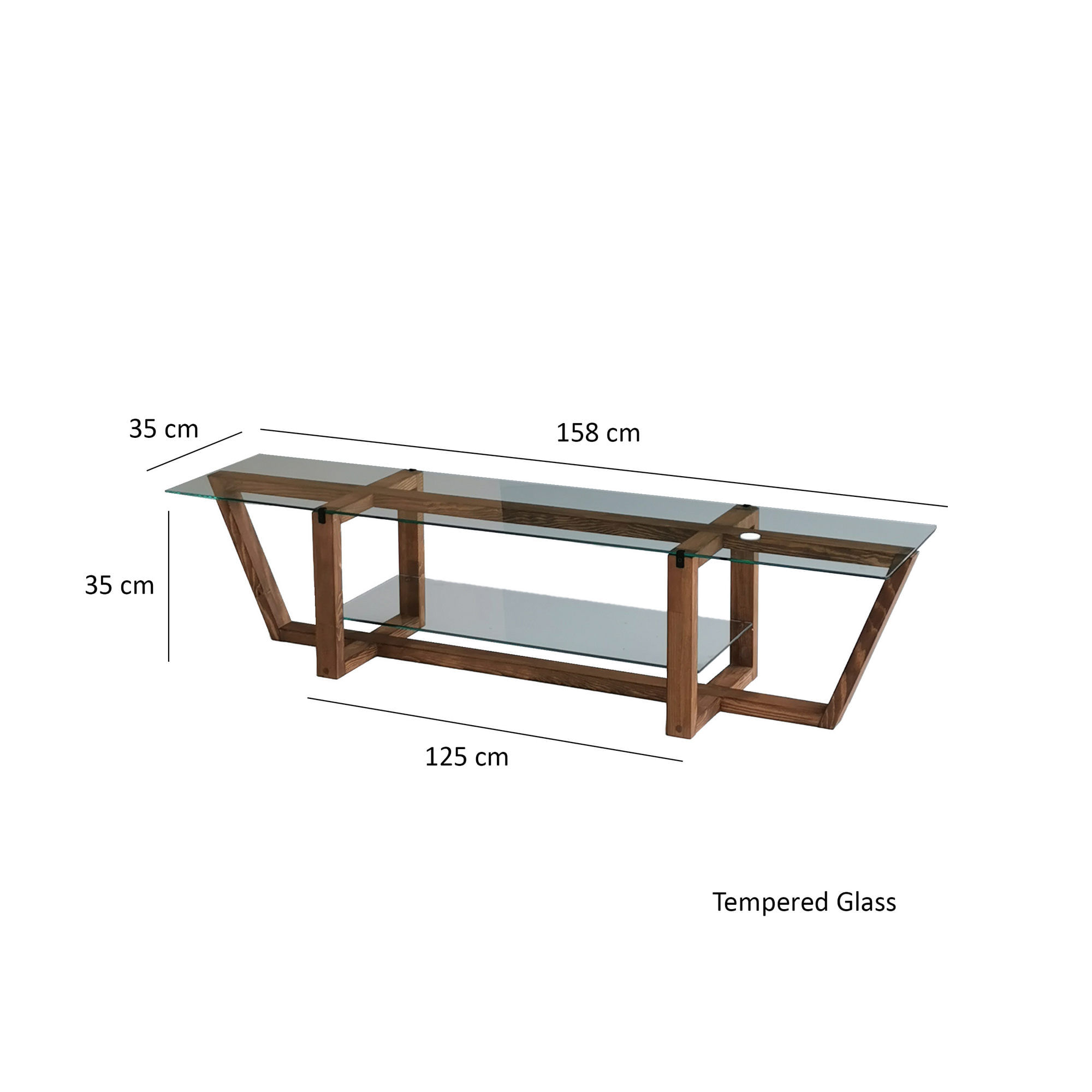 Suport tv, Hanah Home, sticla securizata, nuc, 158x35x35 cm — imaginea 8