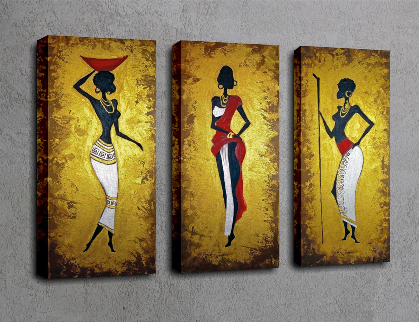 Tablou decorativ triptic, Wallxpert, panza, multicolor, 66x45 cm, 257MJS1328