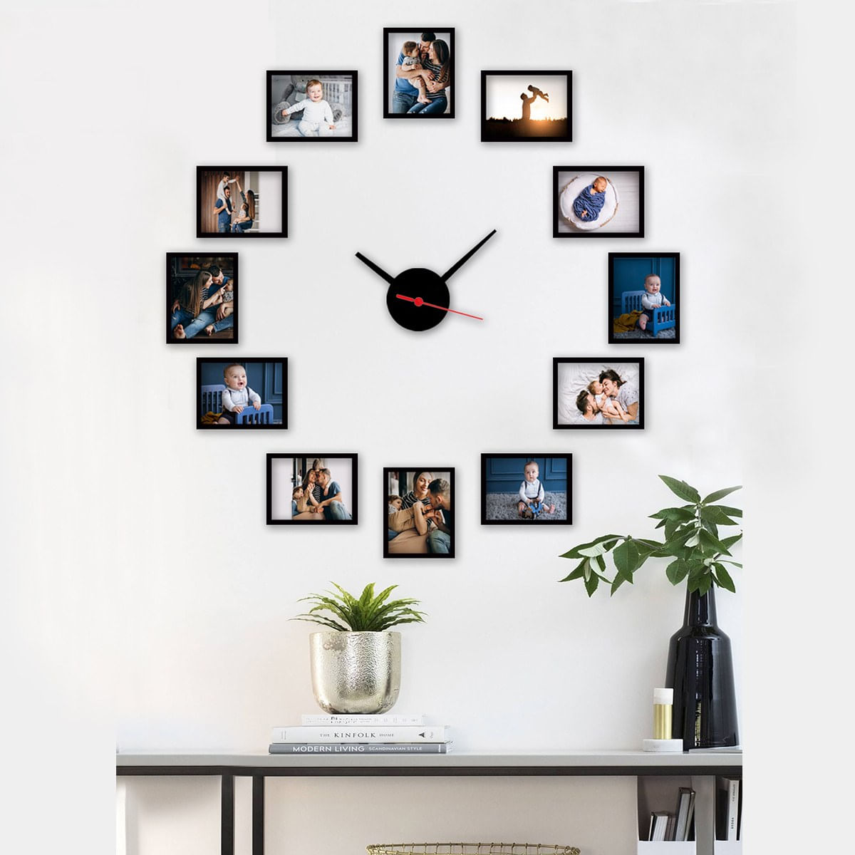 Ceas decorativ de perete, Wallxpert, multicolor, polistiren, 50x50 cm