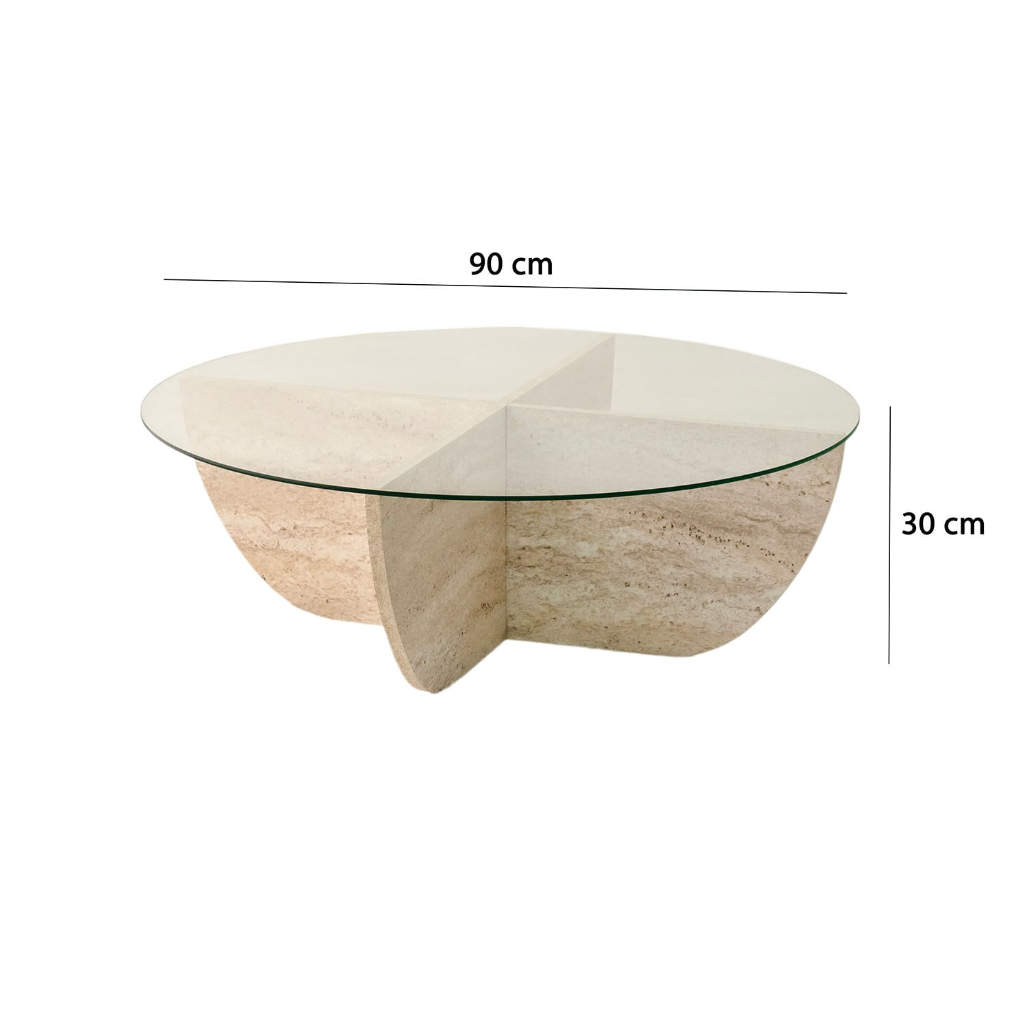 Masa de cafea, Hanah Home, sticla si PAL melaminat, travertin, 90x30 cm, 552NOS2499 — imaginea 2