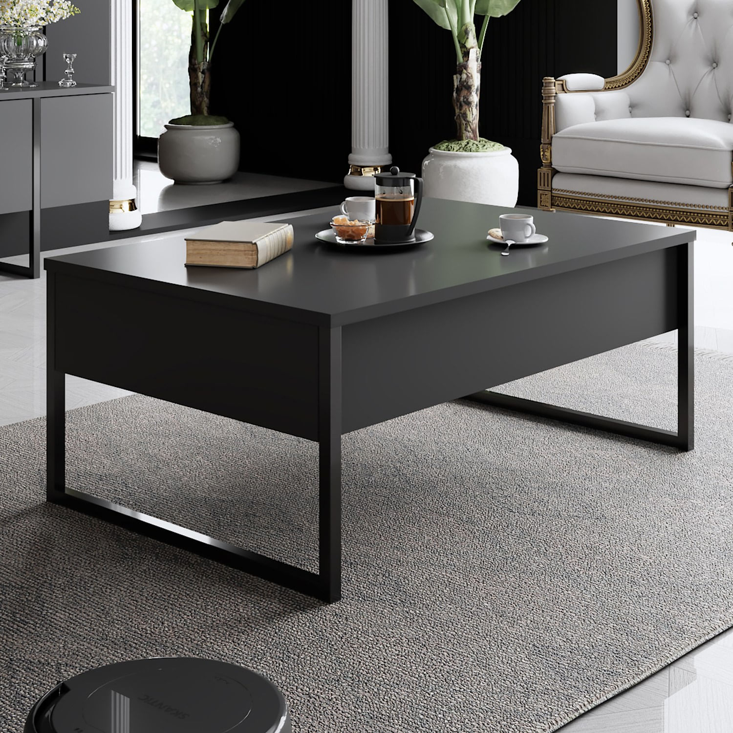 Masuta de cafea, Hanah Home, pal melaminat, antracit si negru, 90x60x40 cm, 618BLY1124 — imaginea 5