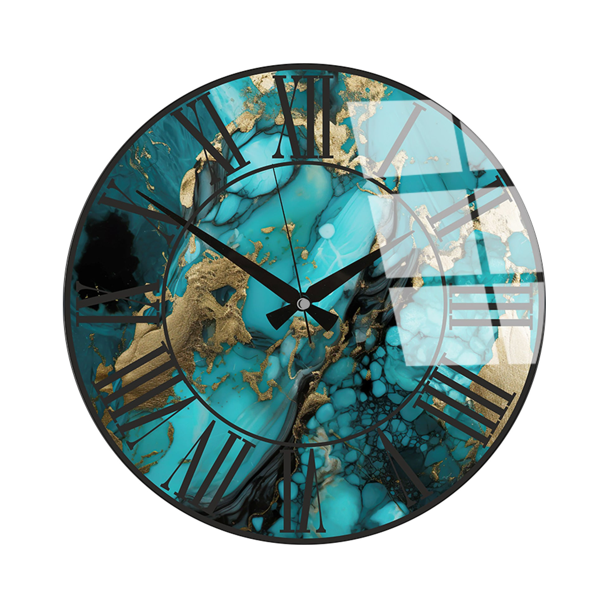 Ceas de perete decorativ, Wallxpert, sticla, multicolor, diametru 40 cm, 884ASF1107