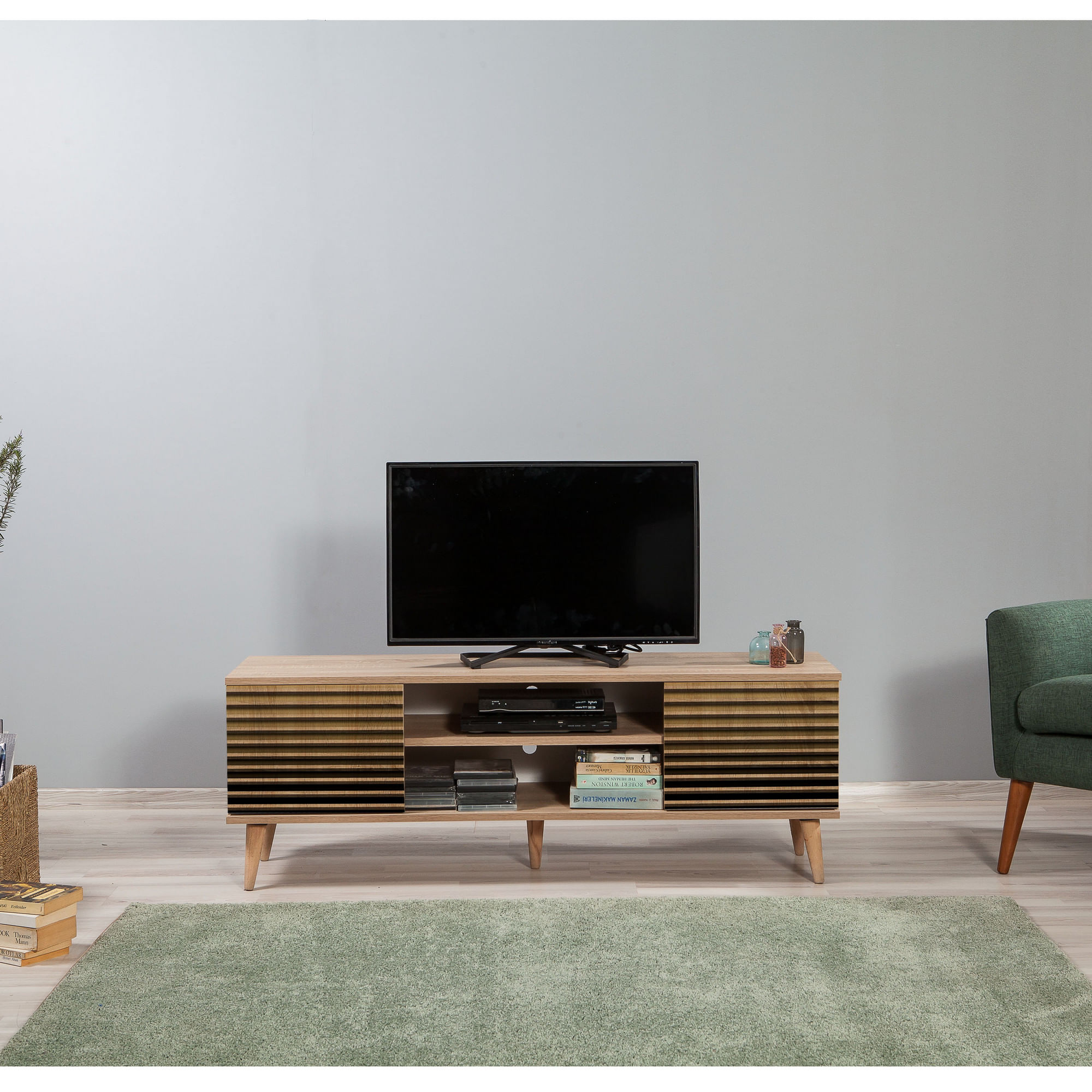 Comoda tv, Hanah Home, pal melaminat, stejar sonoma, 140x40x50 cm, 863SPH3029 — imaginea 3