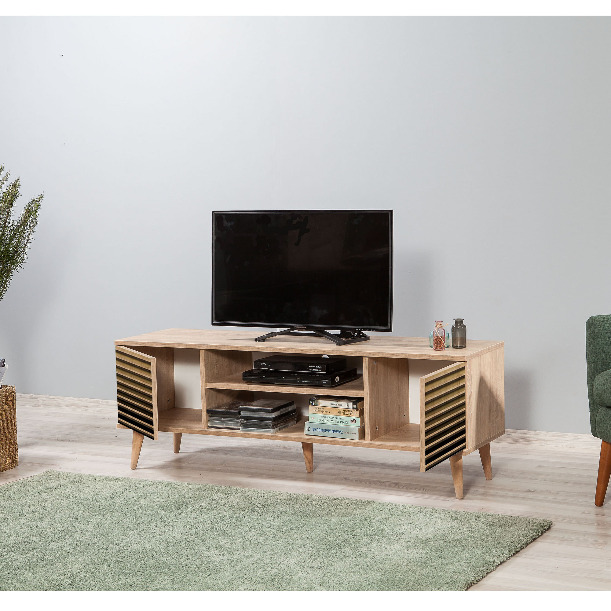 Comoda tv, Hanah Home, pal melaminat, stejar sonoma, 140x40x50 cm, 863SPH3029 — imaginea 7