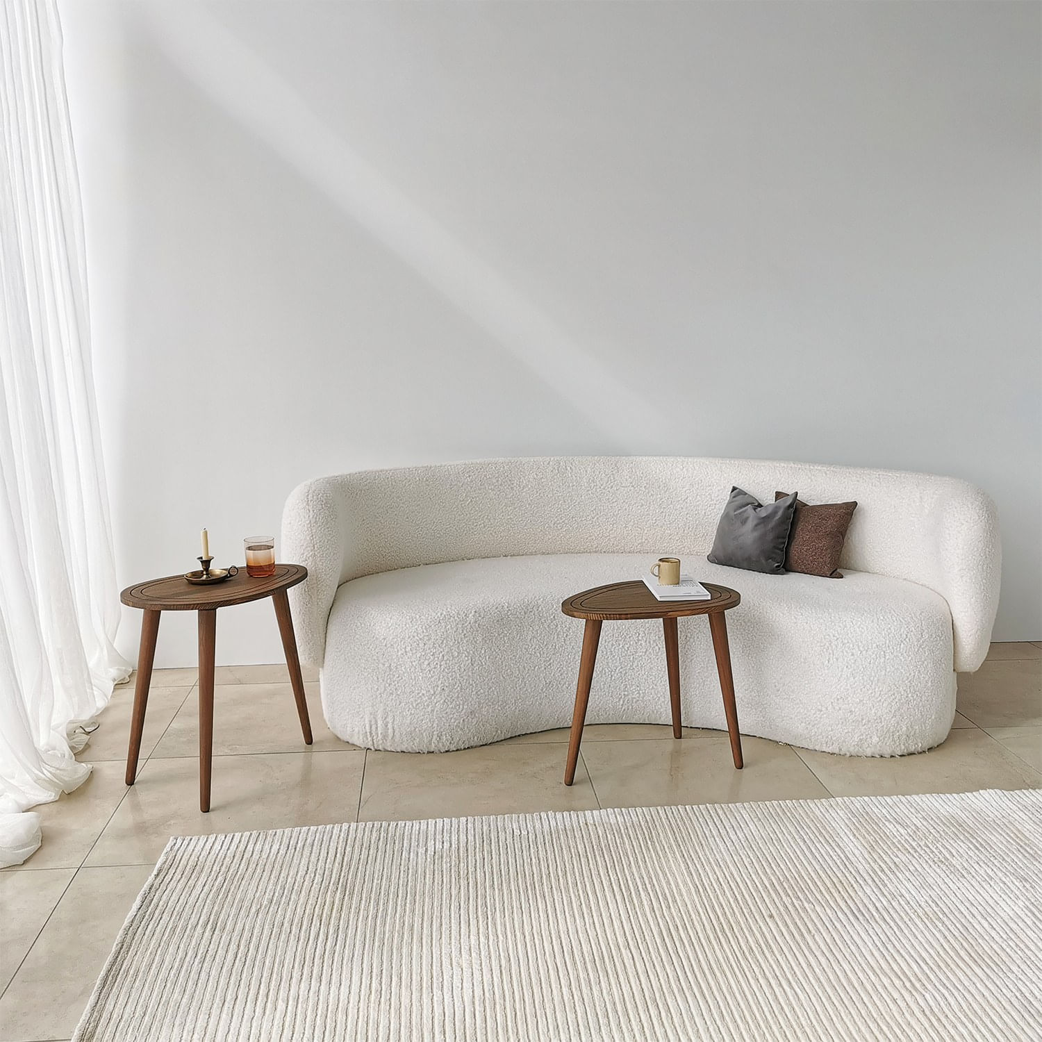 Set masute cuib, Hanah Home, lemn masiv, nuc, 50x48x33 cm, 50x52x33 cm — imaginea 4
